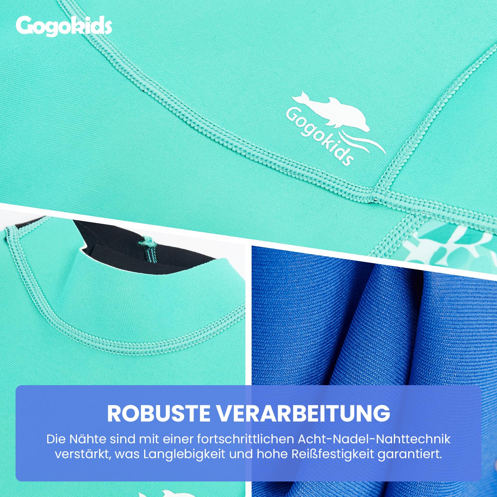 Gogokids Kinder Neoprenanzug Shorty 2,5mm Wetsuit für Jungen & Mädchen | UV-Schutz 50+ Einteiler mit Rückenreißverschluss, Kurzarm Schwimmanzug für Schwimmen, Schnorcheln & Surfen, Alter 2-8 Jahre