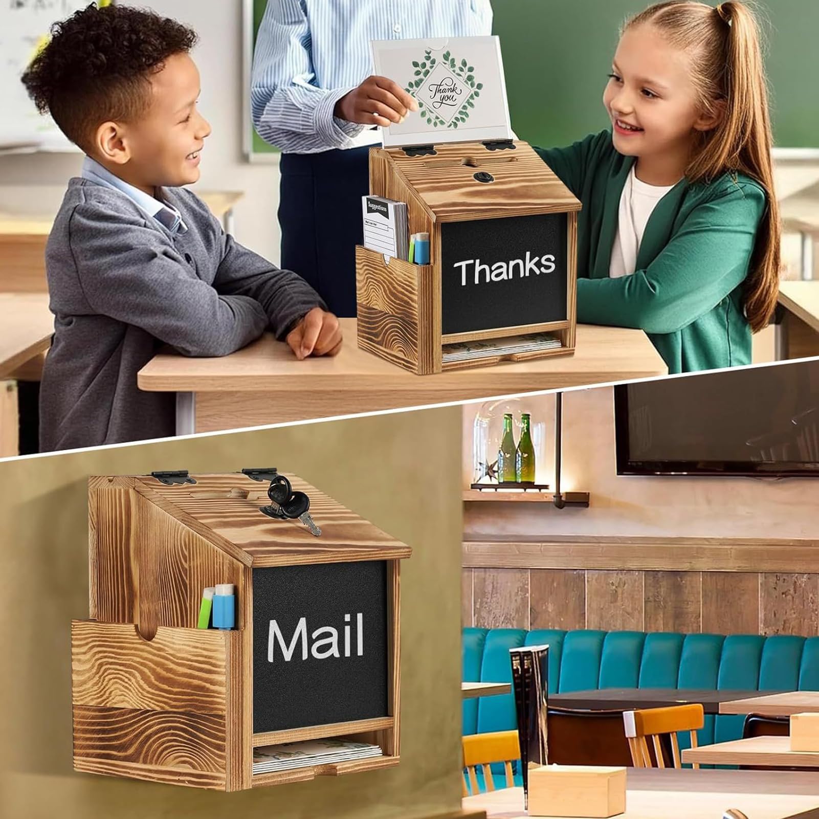 Wahlurne,Holz Spendenbox Mit Und Schloss | Wandmontierter Vorschlag Organizer Für Kommentare Gebetsanfragen Abstimmungen Sparentipps Verlosung Trinkgeld