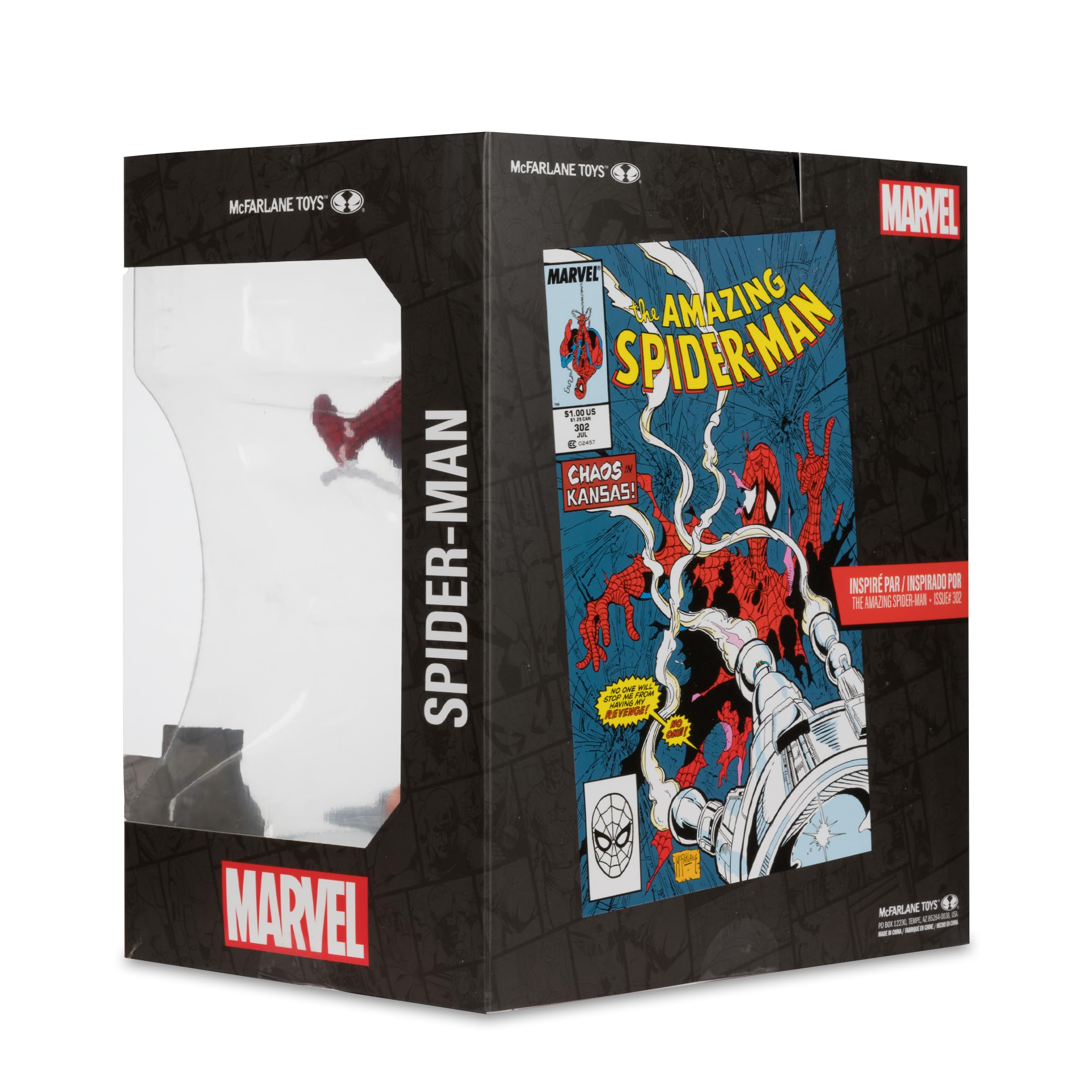 McFarlane Toys - Marvel Spider-Man coleccionable a escala 1:10 con escena (The Amazing Spider-Man #302)