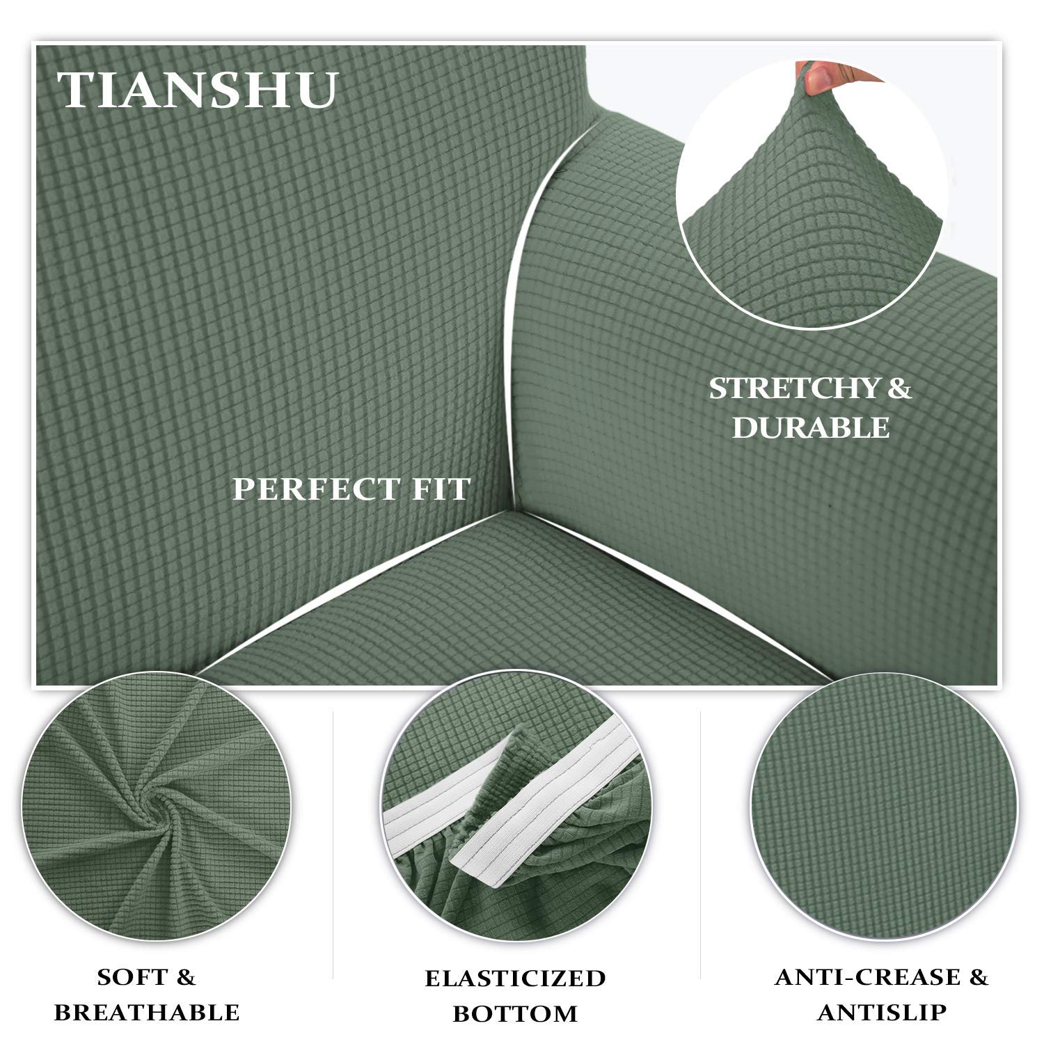 TIANSHU 1 Posti Fodera per Poltrona Reclinabile, Fodera per Poltrona Reclinabile Jacquard, Fodera per Divano Reclinabile Elasticizzata (Poltrona Reclinabile, Verde)
