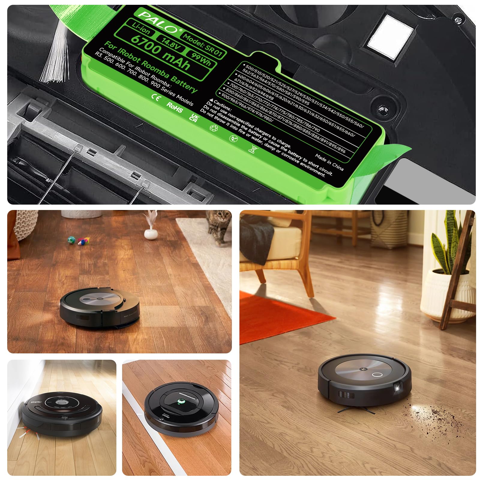 6700mAh Akku für IRobot Roomba 900/800/700/600/500 Series - Lithium Akku Kompatibel Roomba 980 960 981 985 971 966 906 896 895 890 886 880 790 780 770 760 695 692 675 620 606 555 530 520...