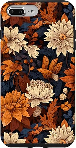 iPhone 7 Plus8 Plus Colores Cálidos de Diseño de Flores de Otoño - Funda con patrón floral de otoño