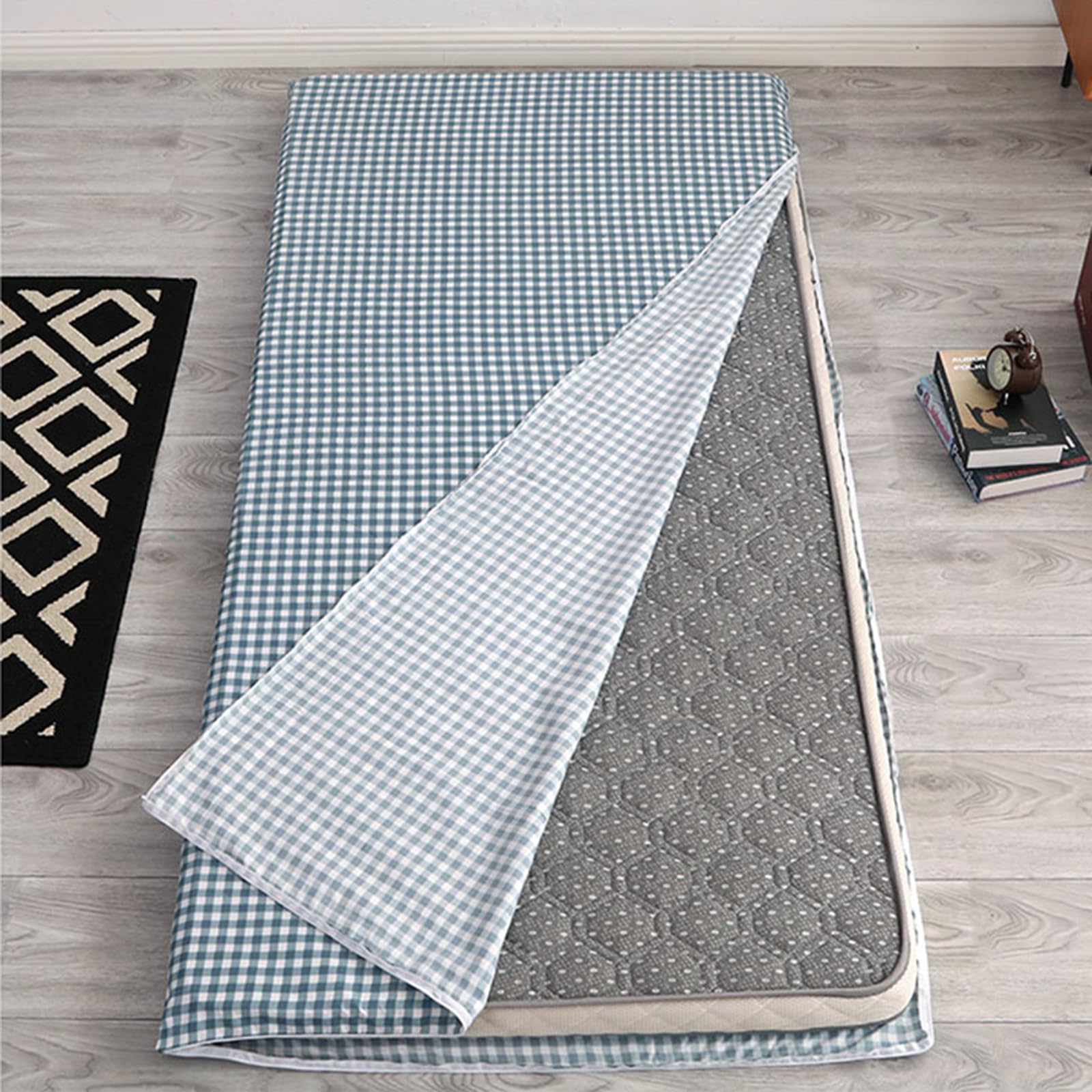 Modemuster Futon-Bodenmatratzenbezug, Weiche Bezug Aus 100% Baumwolle mit Reißverschluss für Traditionelle Japanische Futon-Matratze, Luxus Tatami-Matratzenschutzhülle,E,120x190cm/47x75in