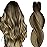 HOTBANANA Sew in Hair Extensions Real Human Hair, 14inch 80g Weft, Chocolate Brown Mixed Caramel Blonde Balayage, Straight Remy Hair, Full Head