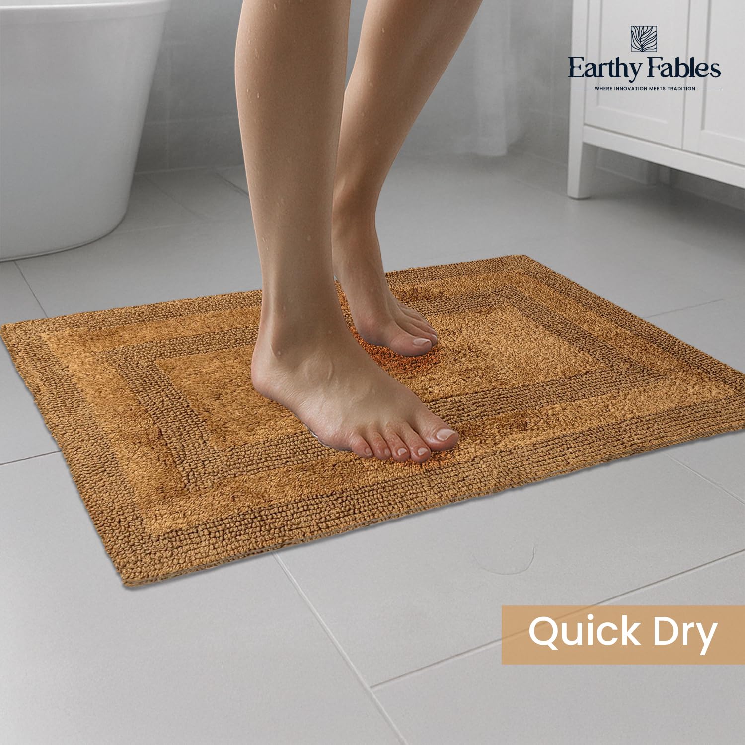 Earthy Fables Premium Cotton Bath Mat - Soft & Absorbent -5 Earthy Fables Premium Cotton Bath Mat - Soft & Absorbent -5