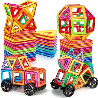 Magnetic Building Blocks 48 Pieces Children's Magnetic Building Blocks Toy from 3 4 5 6 Years Old Girls Boys, Magnetic Game Educational Games Children's Toy for Children Aged 3-6, Christmas Birthday