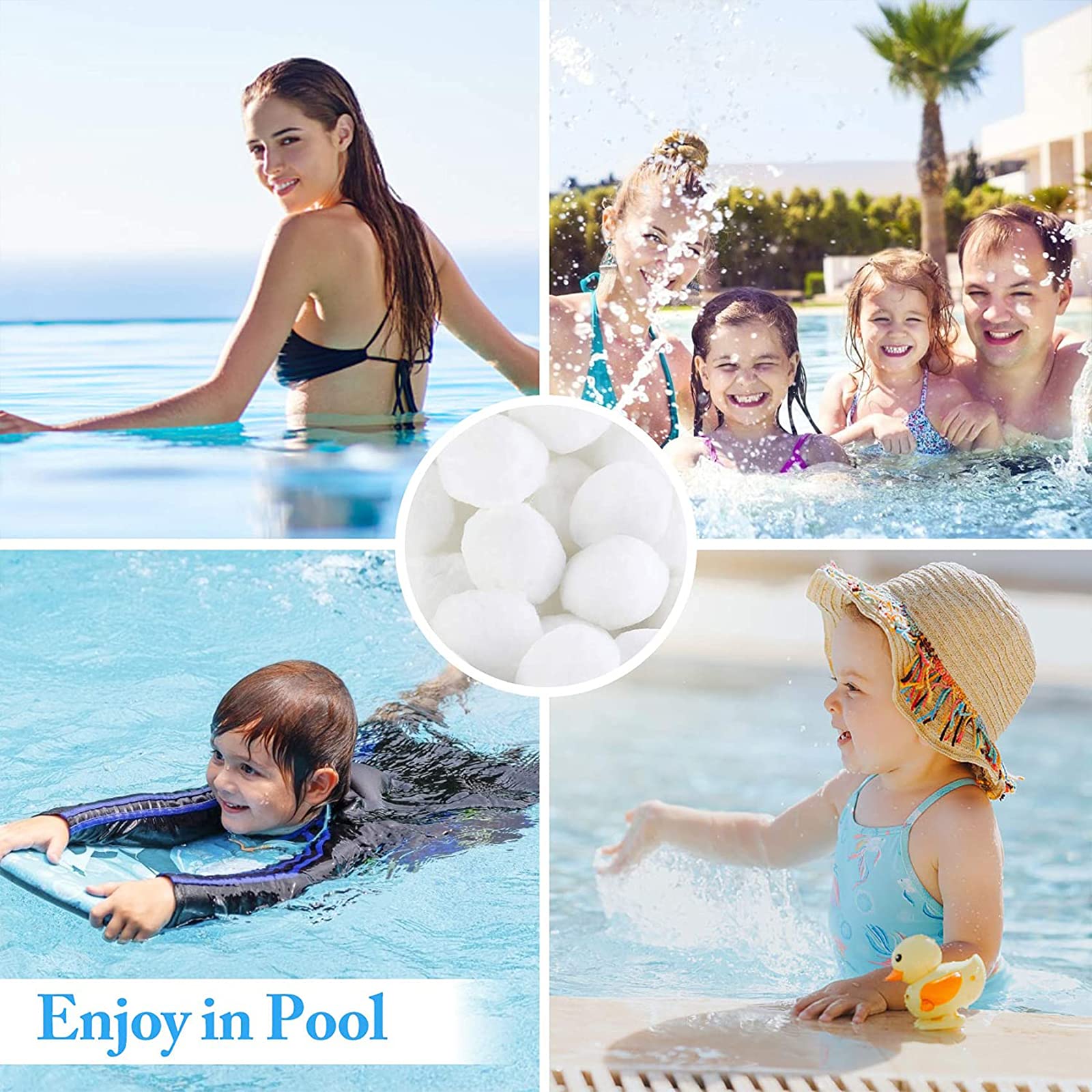 GJXJY Sfera Filtrante per Piscina, Filtro Balls Sfere per Filtrazione a Sabbia per Piscine può Essere Riutilizzato Sabbia Filtrante, per Piscina Acquario Vasca Pesci