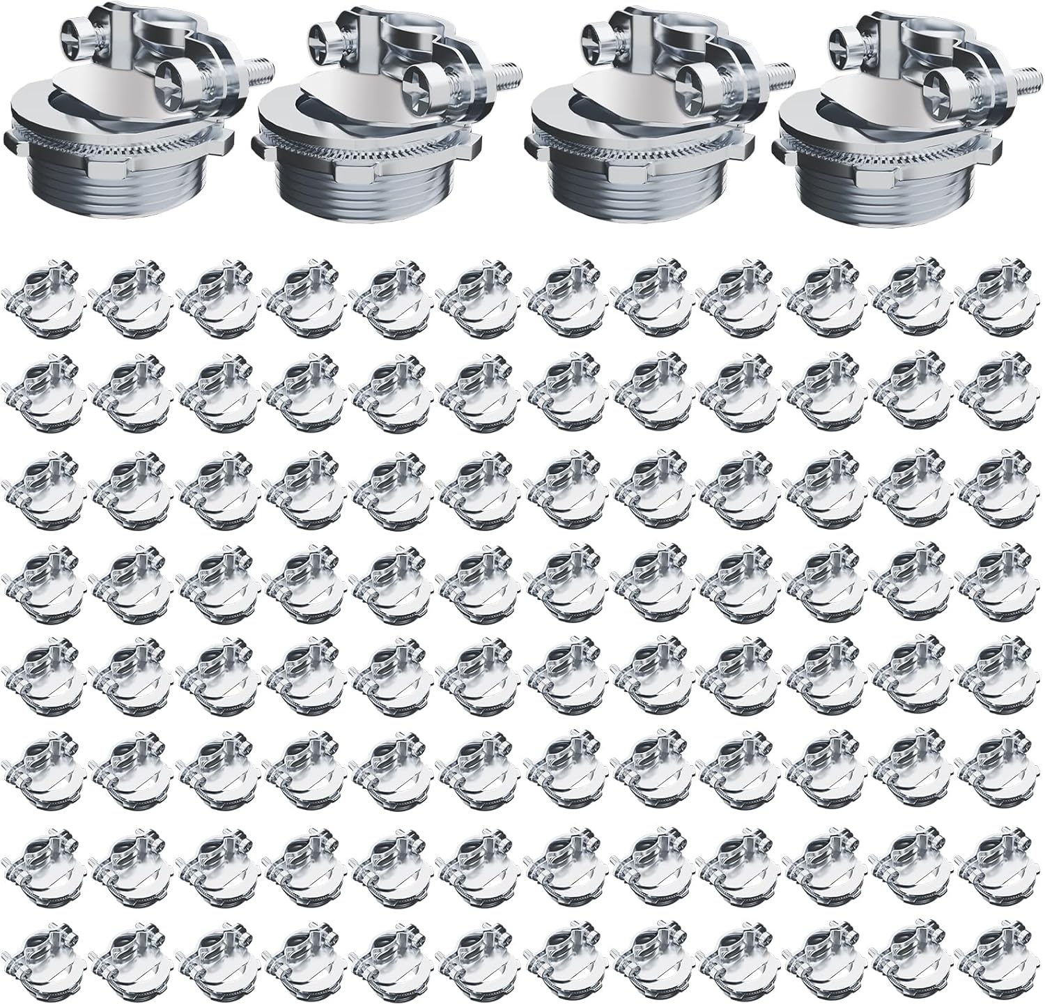 100pcs 1/2" Clamp Type Cable Connectors, cable connector clamp Steel Connector for Metallic Conduit Protect Cables Silver-Zinc