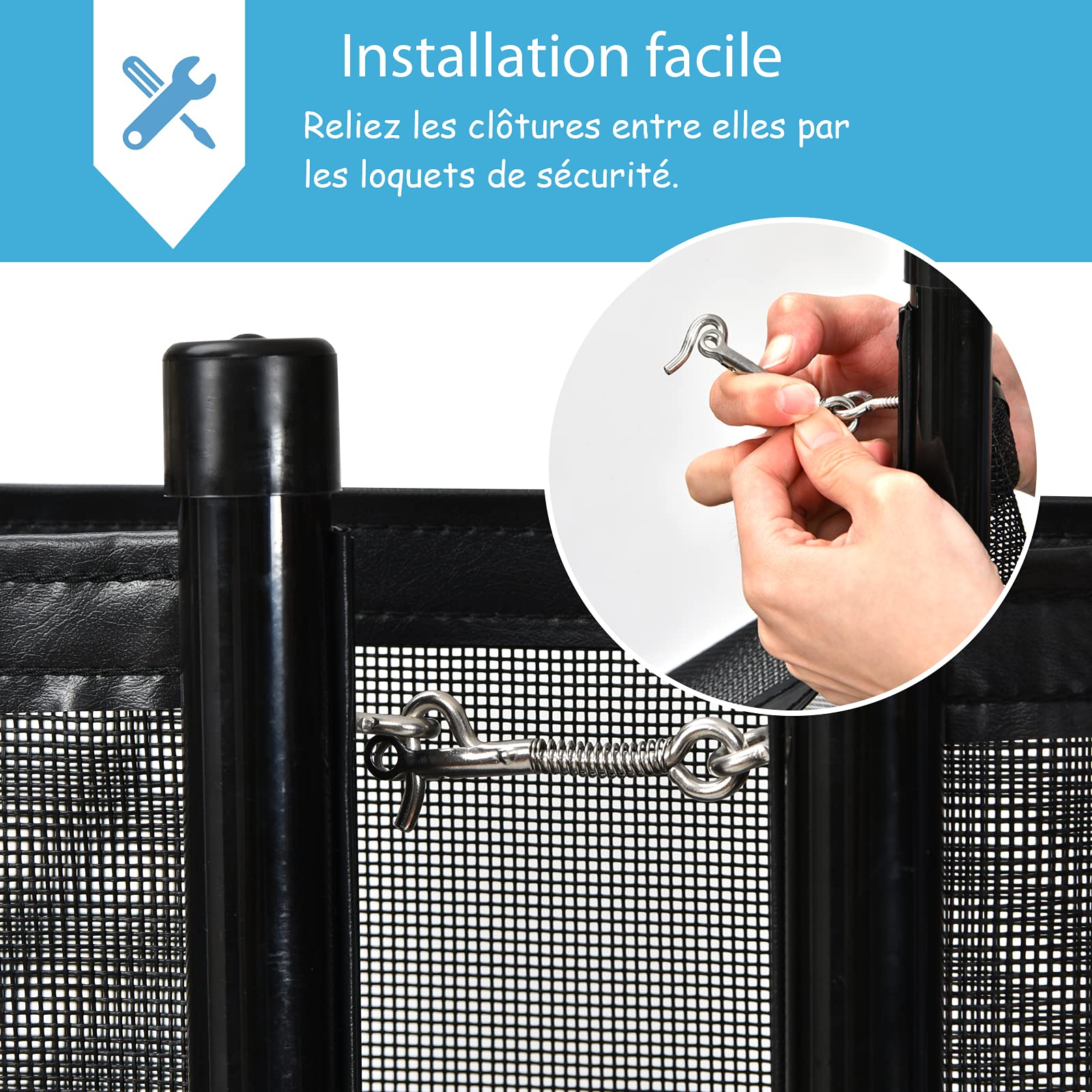 RELAX4LIFE Barrière de Sécurité Piscine 360X125CM Pliable en Tissu Textilène et Tube en Aluminium, Barrière Protection Piscine, Clôture Piscine pour Sécurité d'enfants ou Animaux
