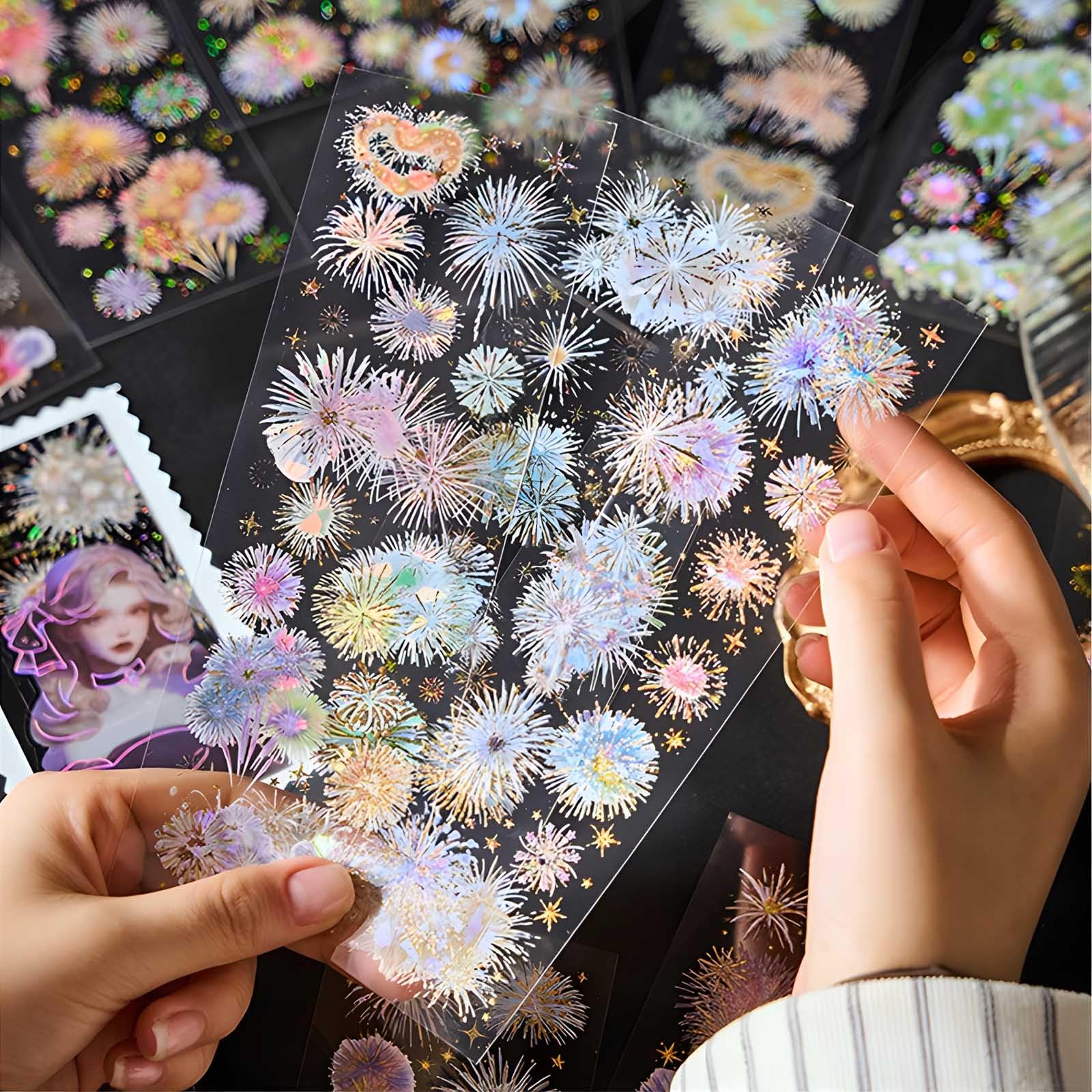 Amazon | HAKONA フレークシール 可愛い 花火 シール手帳12枚セット