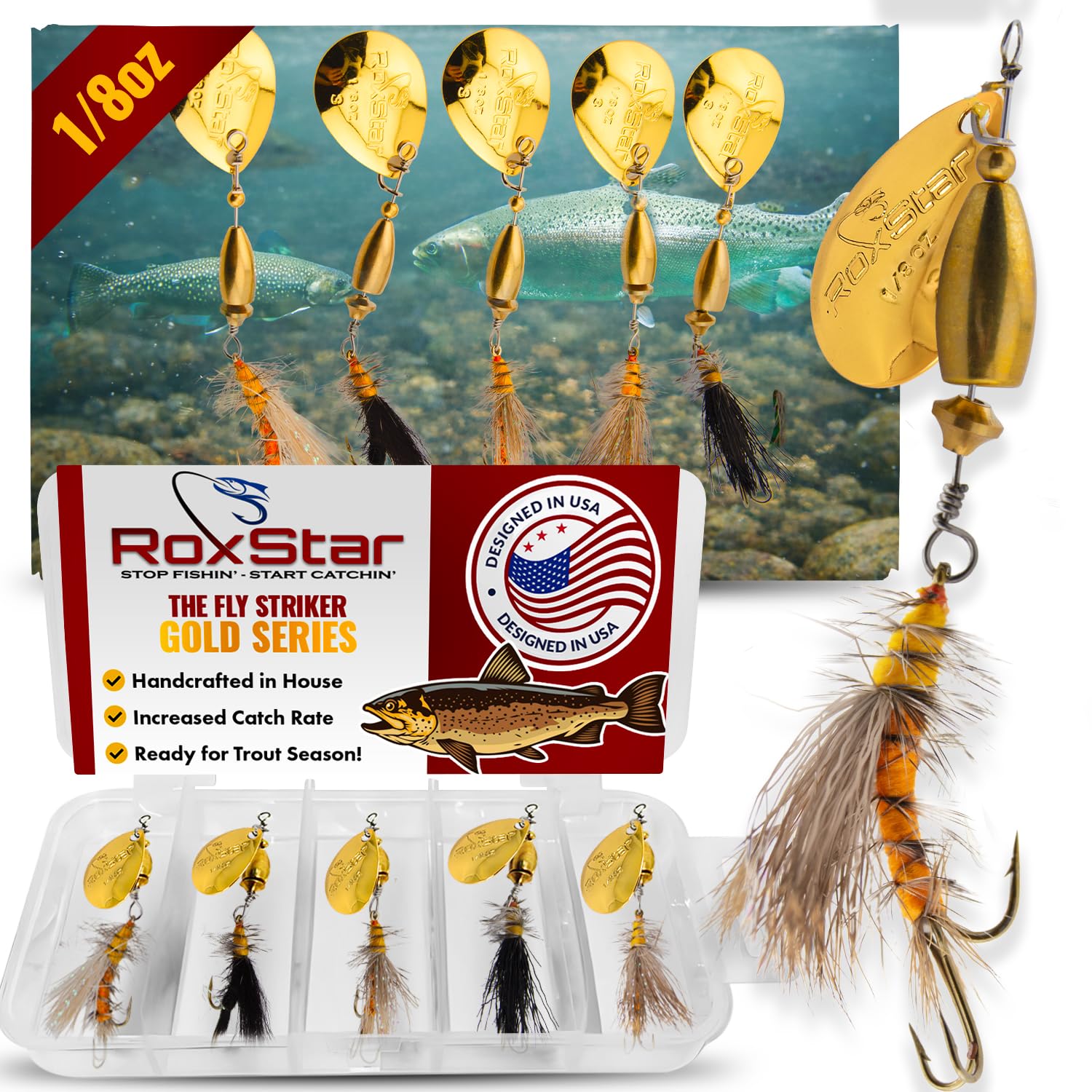 RoxStar Fly Strikers sprawdzony w całym kraju, aby wyłowić ryby każdego spinnera | ręcznie wiązany w USA | Najbardziej wszechstronny spinner wędkarski w historii! Pstrąg, okonia, Steelhead | Przestań