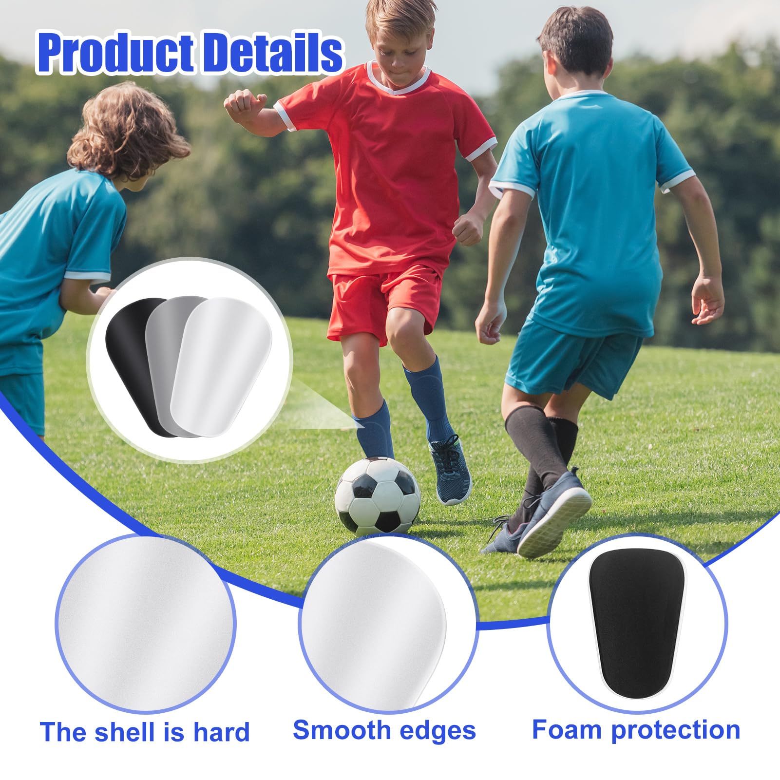 HRS Parastinchi Calcio Piccoli, 10cm x 6cm Mini Parastinchi Calcio con Elevata Resistenza Agli Urti & Traspiranti Comodi, Parastinchi Piccoli per Bambini, Giovani, Adulti (BVBO9