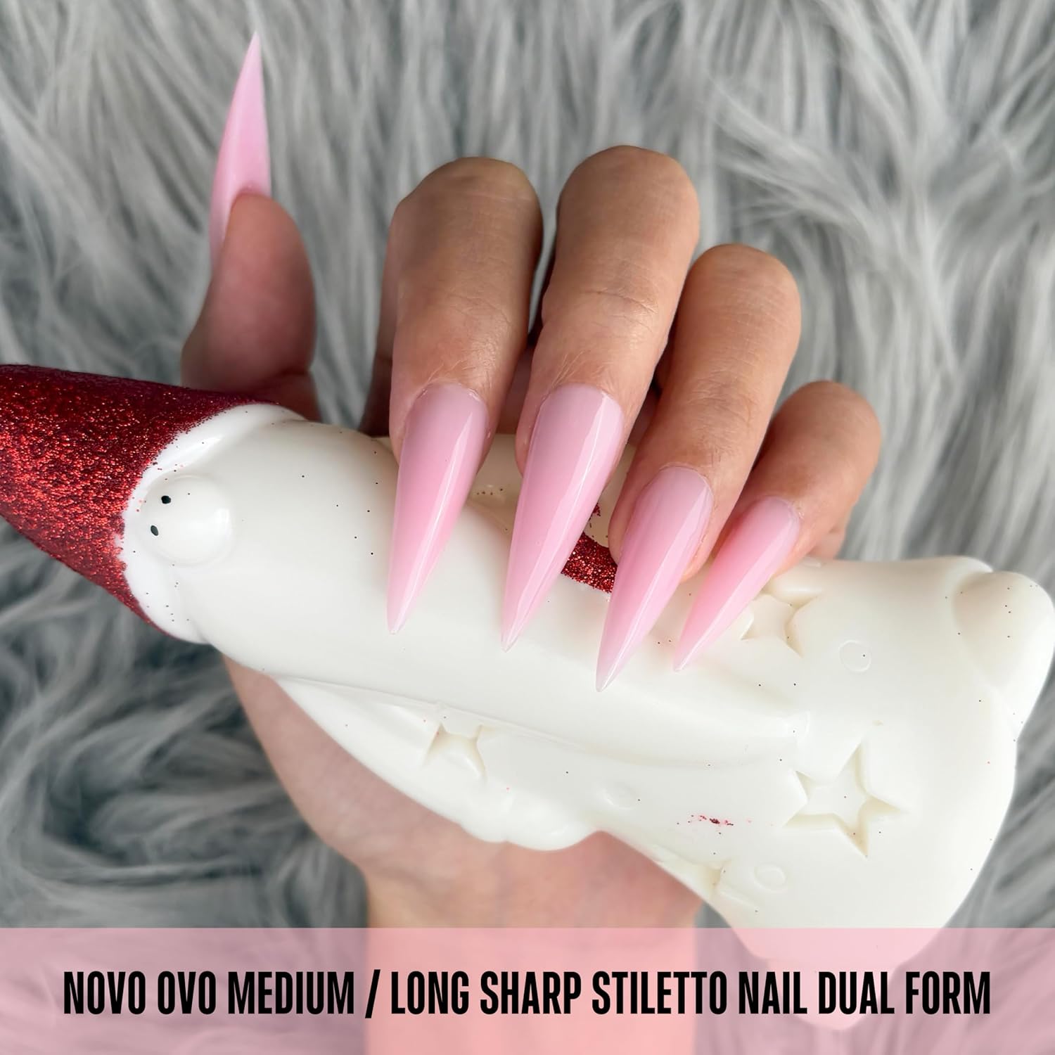 NOVO OVO Medium/Long Stiletto Pointed Nail Dual Forms for Polygel Extension, Reusable Full Cover Acrylic/Builder/Hard Gel Poly Gel Molds of Manicure Art for Salon DIY x 14 sizes 280 Pcs