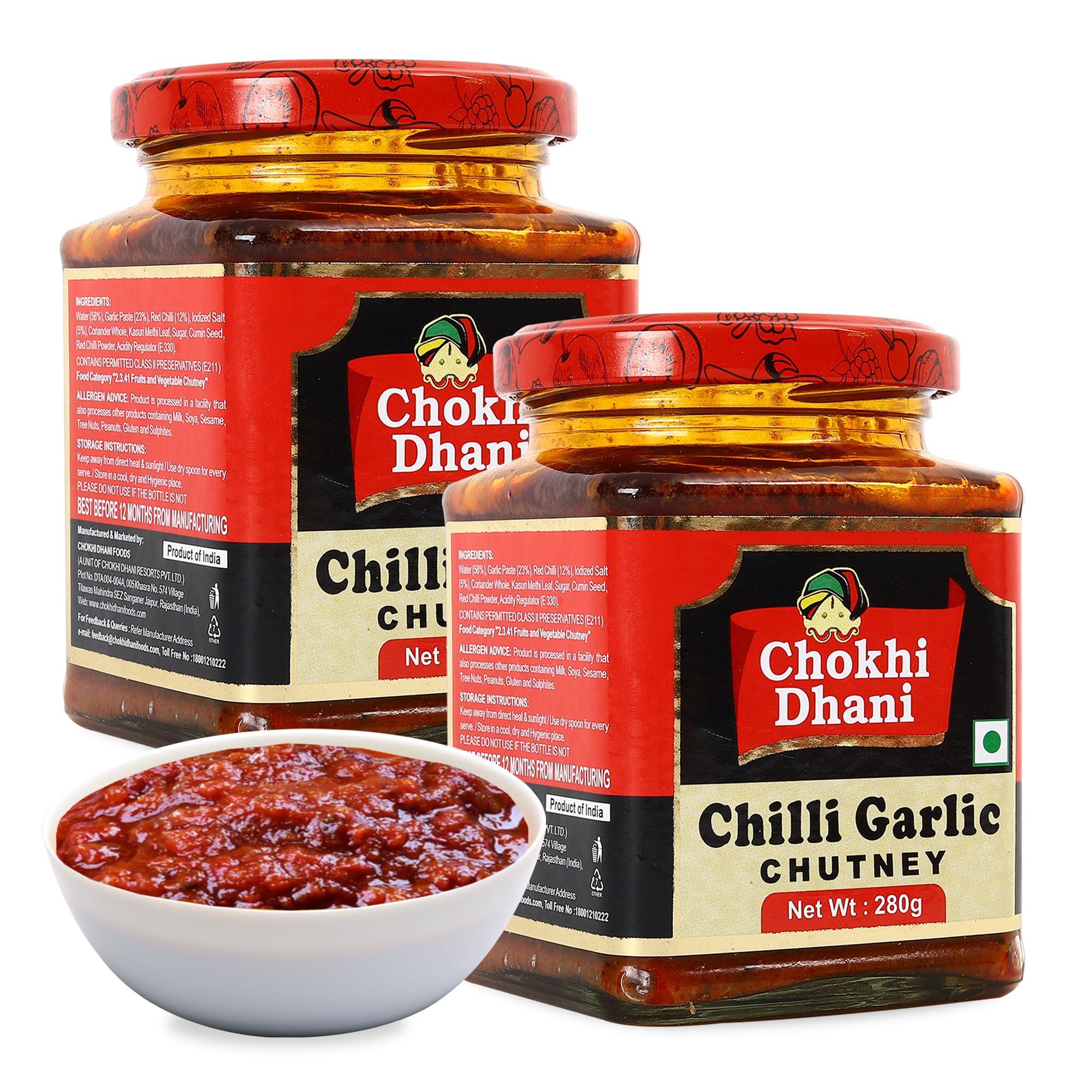 Chokhi Dhani Chilli Garlic Chutney 280gm | Lal Mirch Lahsun Chutney | Made with Fresh Tomatoes & Spicy Red Chilies & Garlic | Tikhi Chatpati Chatni Spread & Dip (Pack of 2)-picture-13