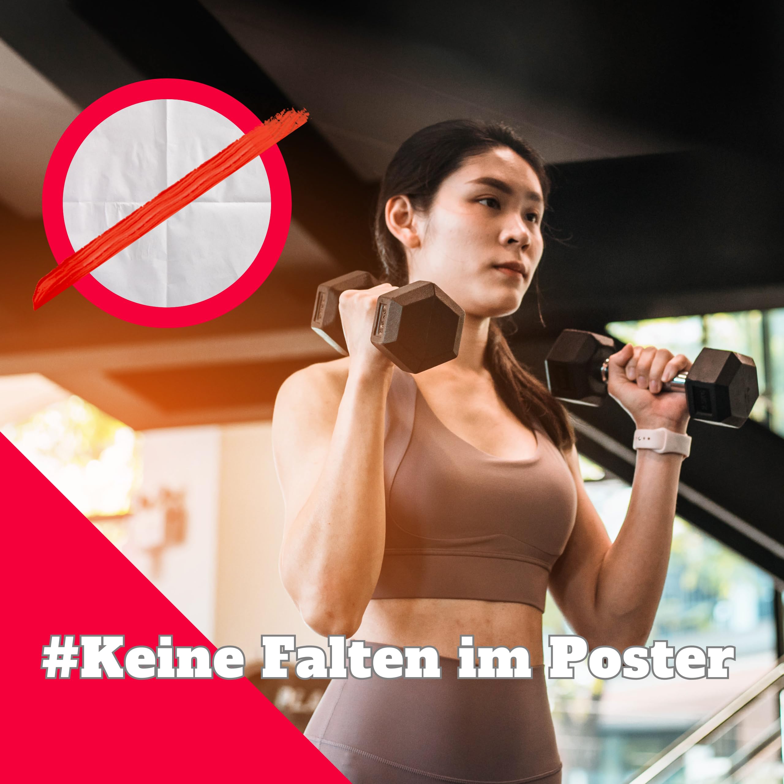 CLEAN SPORTS® Plakat treningowy przedstawiający treningi z hantlami, z sześcioma treningami całego ciała, sportowy, do pokoju hobbystycznego lub siłowni, A2