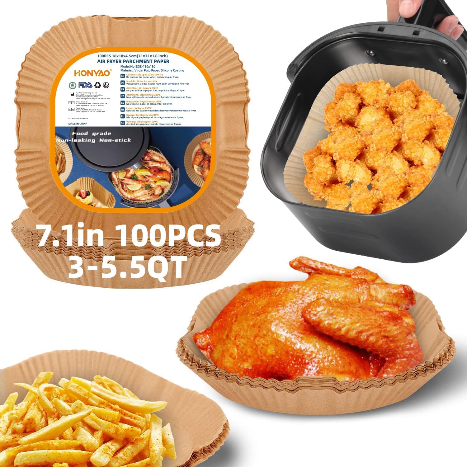 Air Fryer Paper Liners for 3-5.5 Qt, 7.1 x 7.1 inch Thickened Square Disposable Parchment Liner compatible with Ninja AF141/Chefman/Instant Pot/Cosori Airfryers Air Fryer Paper Liners for 3-5.5 Qt, 7.1 x 7.1 inch Thickened Square Disposable Parchment Liner compatible with Ninja AF141/Chefman/Instant Pot/Cosori Airfryers