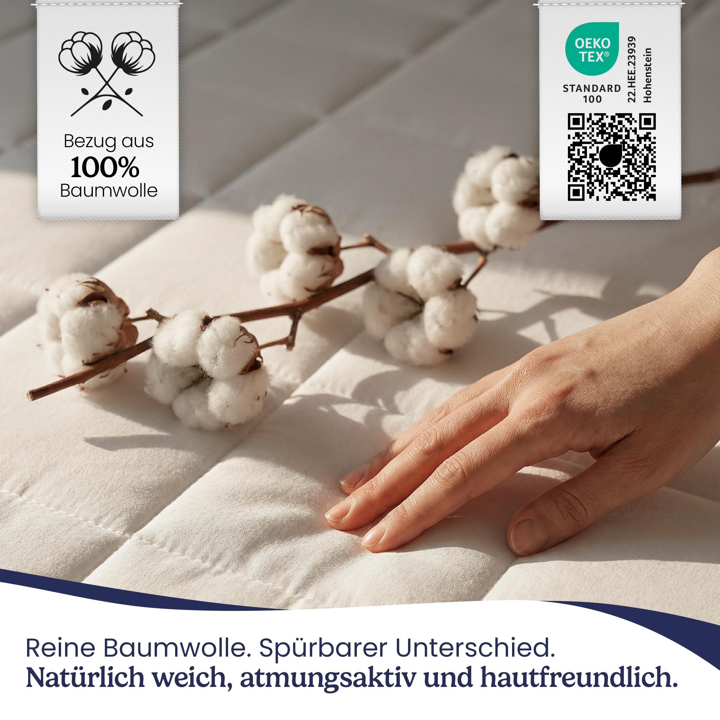 Weicher Matratzenschoner 140x200cm mit Baumwolle - Matratzenauflage für Matratzen bis 30cm - Bei 60°C waschbar & Öko-Tex für mehr Hygiene im Bett - Schutz für Boxspringbett & Topper