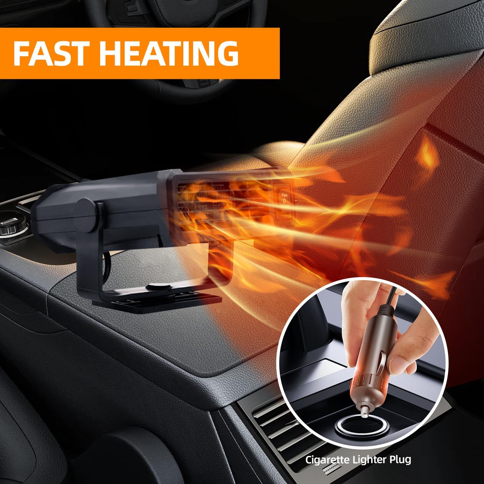 Riscaldamento per auto, 12 V, portatile, riscaldamento rapido in legno, con sigarette, scalda auto per l'inverno, per parabrezza auto, adatto per auto