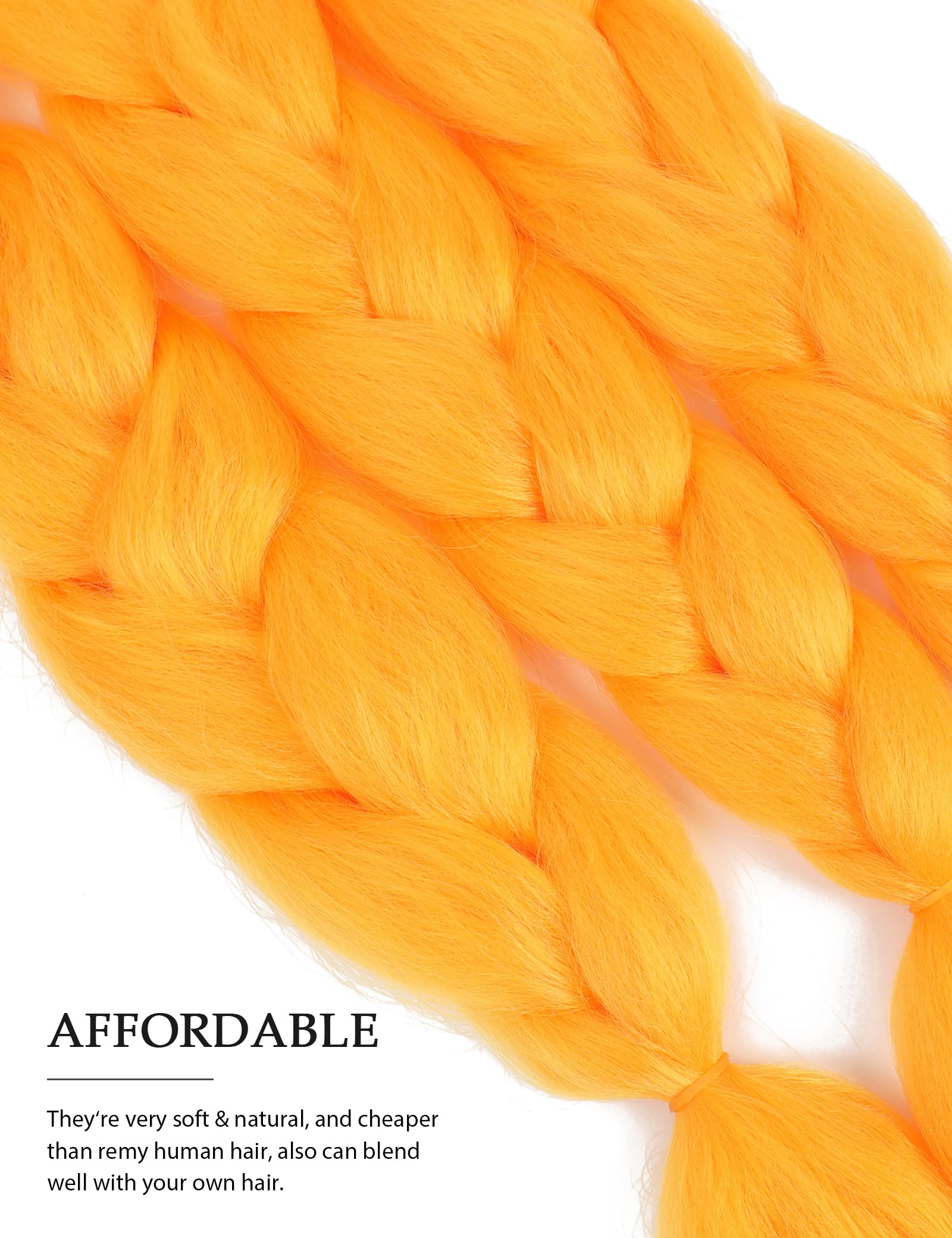 Yamel Braiding Hair Extension,Kanekalon Braiding Hair for Braiding Crochet Twist Box Braids Hair 24 Inch 3pcs Orange Jumbo Braiding Hair - Image 3