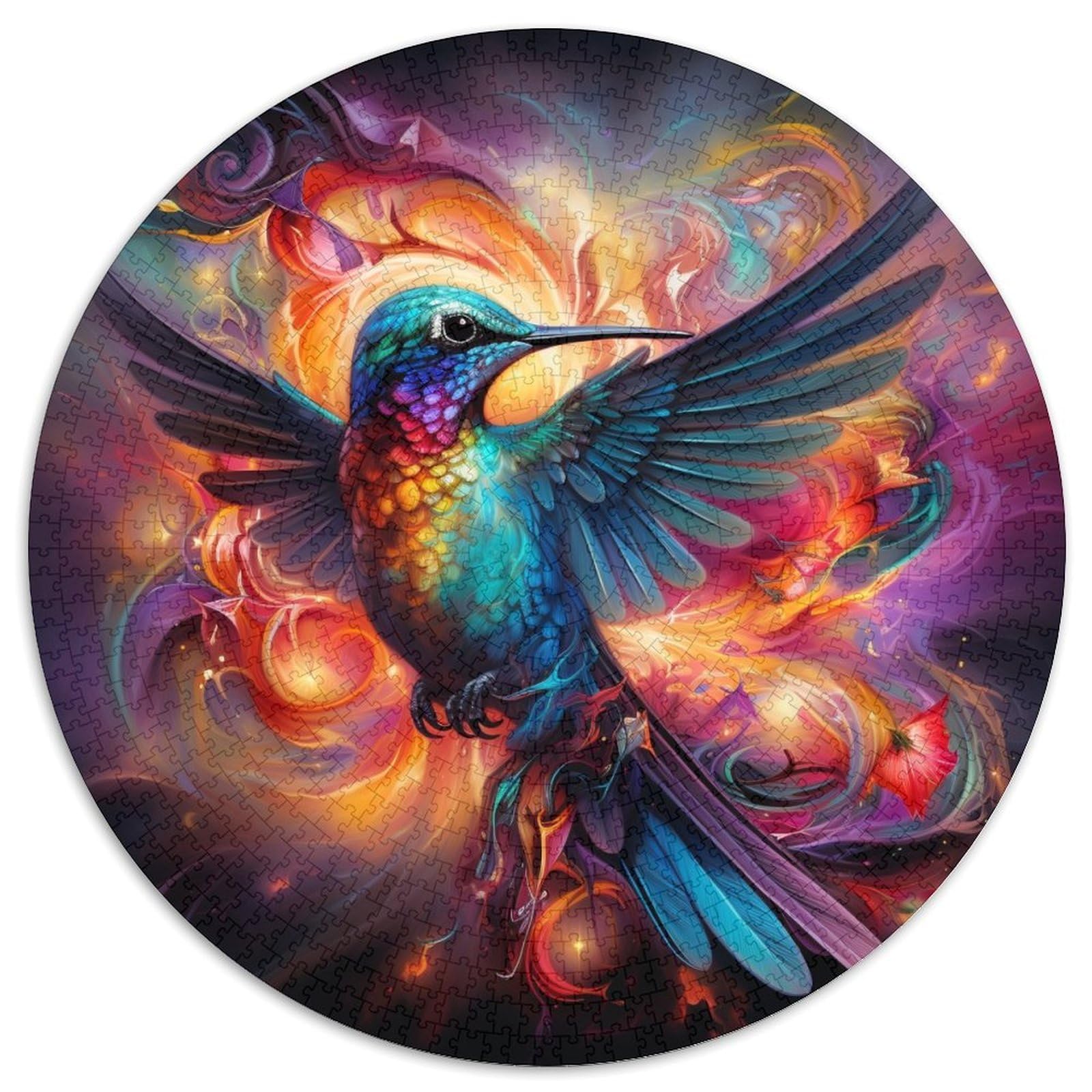 Puzzles 1000 Pieces for Adults Hummingbird Art Paper Round Jigsaw Puzzles Ideal for And Family Fun for Holidays,Birthdays 67.5x67.5cm — image 1