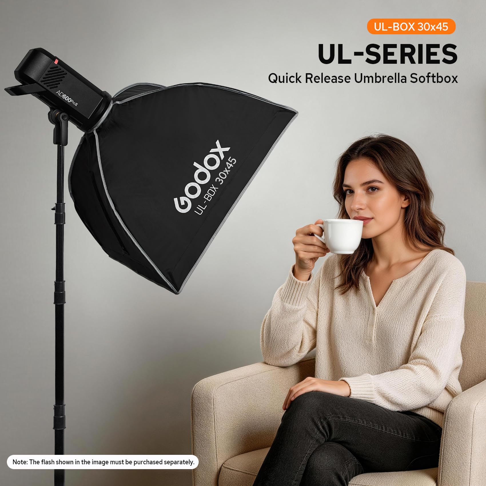 Godox UL-BOX-30 * 45 Rettangolare Softbox, 30x45cm Soft Box Sgancio Rapido con Griglia, Pieghevole Softbox con Bowens Mount per Studio Video Light SL60W SL100D SL100Bi MS200-V MS300-V DP400III-V