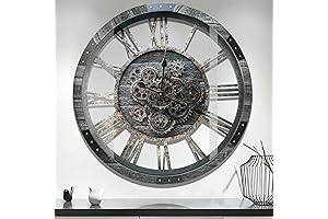 DORBOKER 36 Inch Extra Large Wall Clock with Moving Gears, Rustic Oversized...