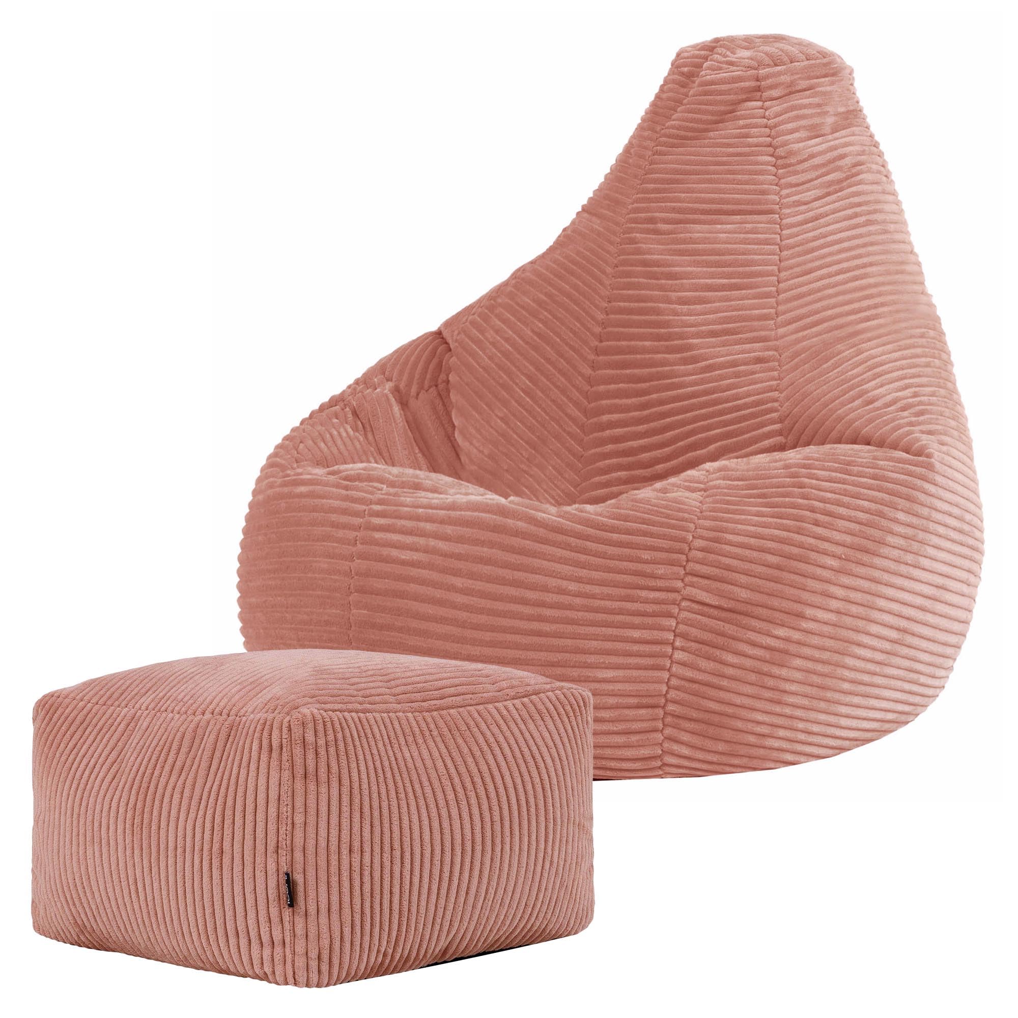 ICON Kids Bean Bag Recliner & Footstool Bundle - Medium - Pink