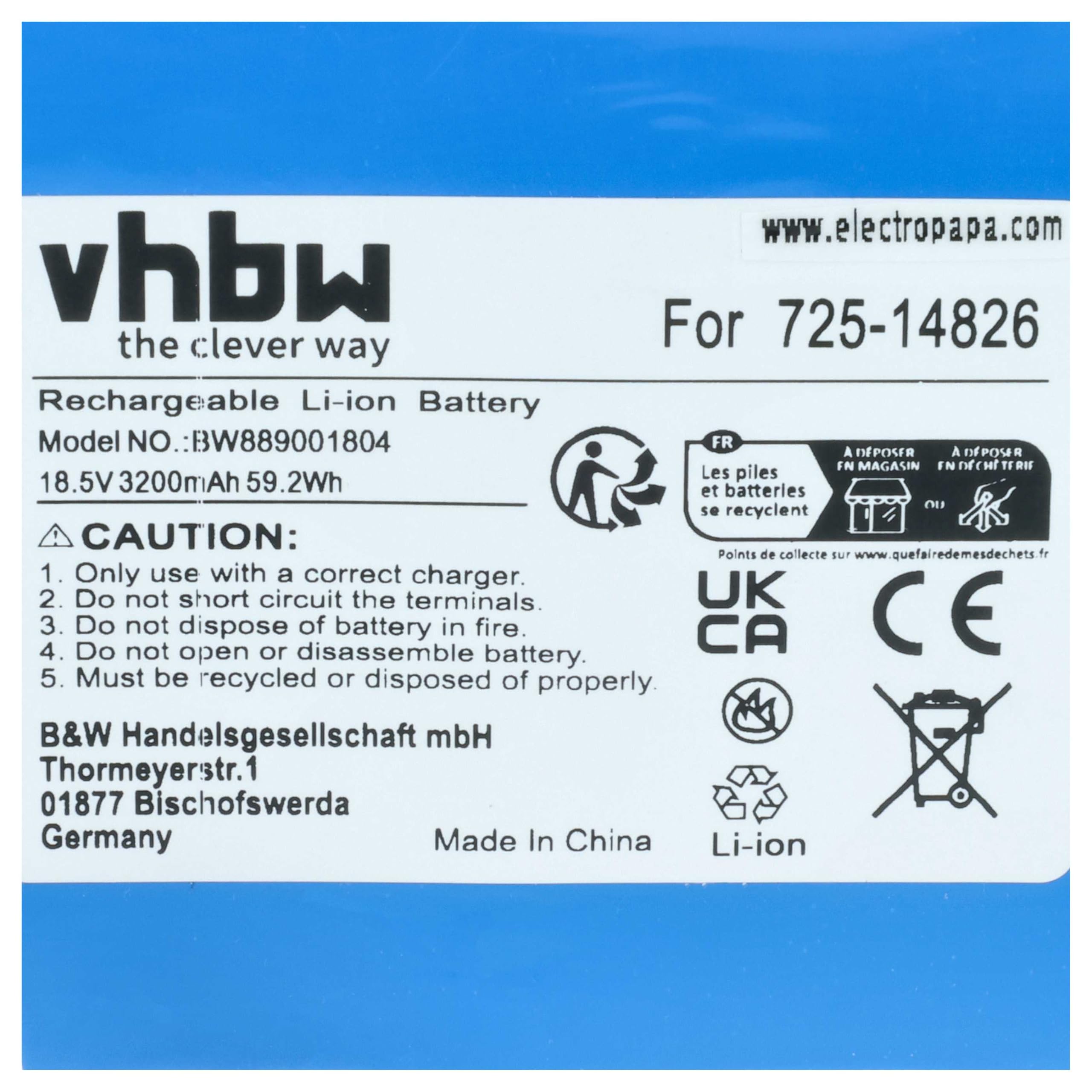 vhbw Batería Compatible con Robomow RK 1000 Pro, 2000 Pro, 1000, 2000 Robot cortacésped 3200mAh 18,5V Li-Ion