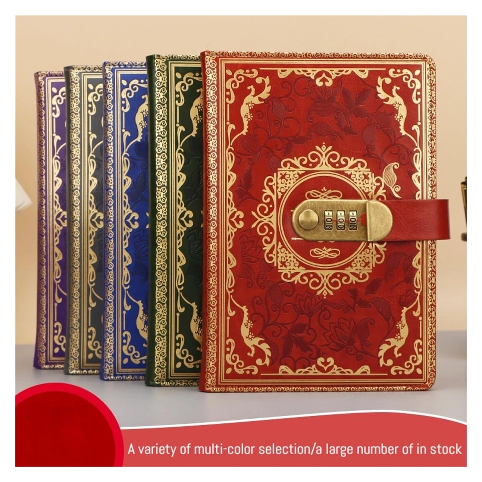 A5 Retro Digitales Passwort-Notizbuch Tagebuch mit Schloss Verdicktes Leder Kreative Handbücher Büro und Lernschreibwaren(A5 green)
