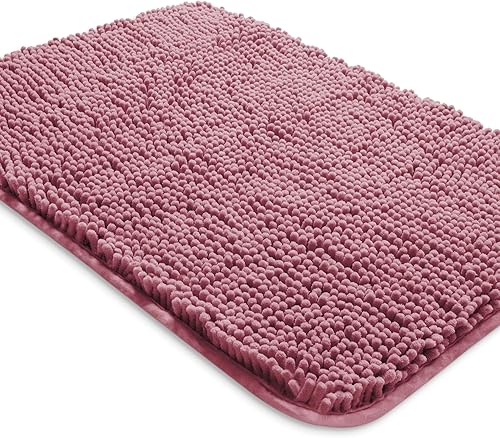 Miniatura 204 de Yeaban Alfombras de baño gris oscuro – Gruesas alfombras de baño de chenilla | Alfombras de baño absorbentes y lavables antideslizantes, alfombras