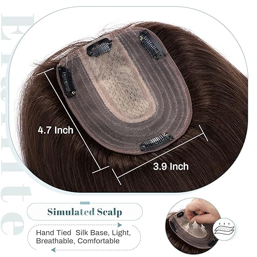 Miniatura 3 de Elailite V3.0 - Toppers de cabello humano real para mujeres con cabello delgado, pequeños clips en piezas de cabello, partición media de 12 pulgadas