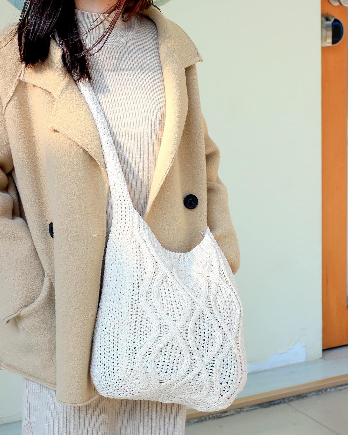 ENBEI Handmade Crochet Bag–Boho Chic Shoulder Bag, Aesthetic Kinted Bag,Cute Crossbody Bag,Beach, Shoppingor Daily Use - Image 8