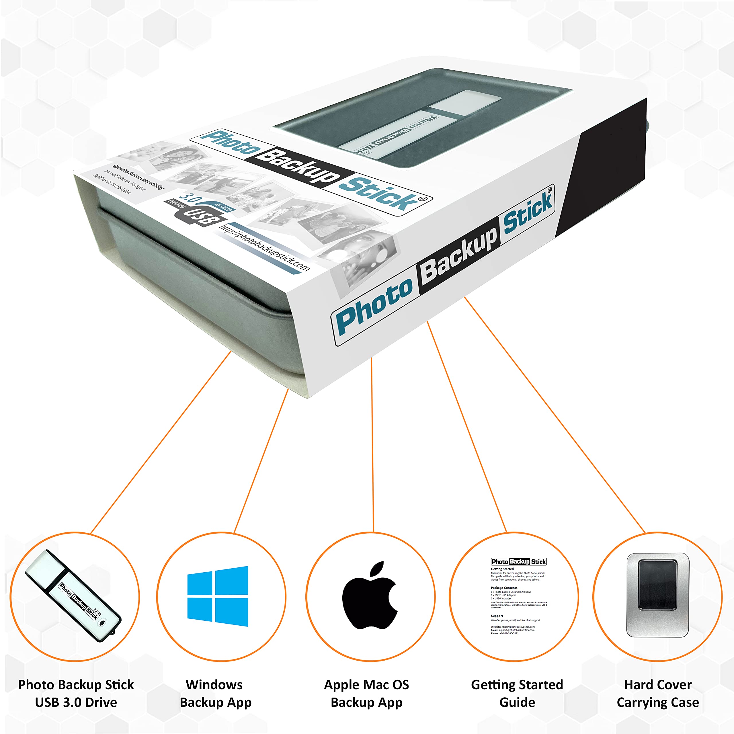 Palillo de copia de seguridad de fotos para ordenadores - Herramienta USB 3.0 de copia de seguridad de imagen y video (256 GB)