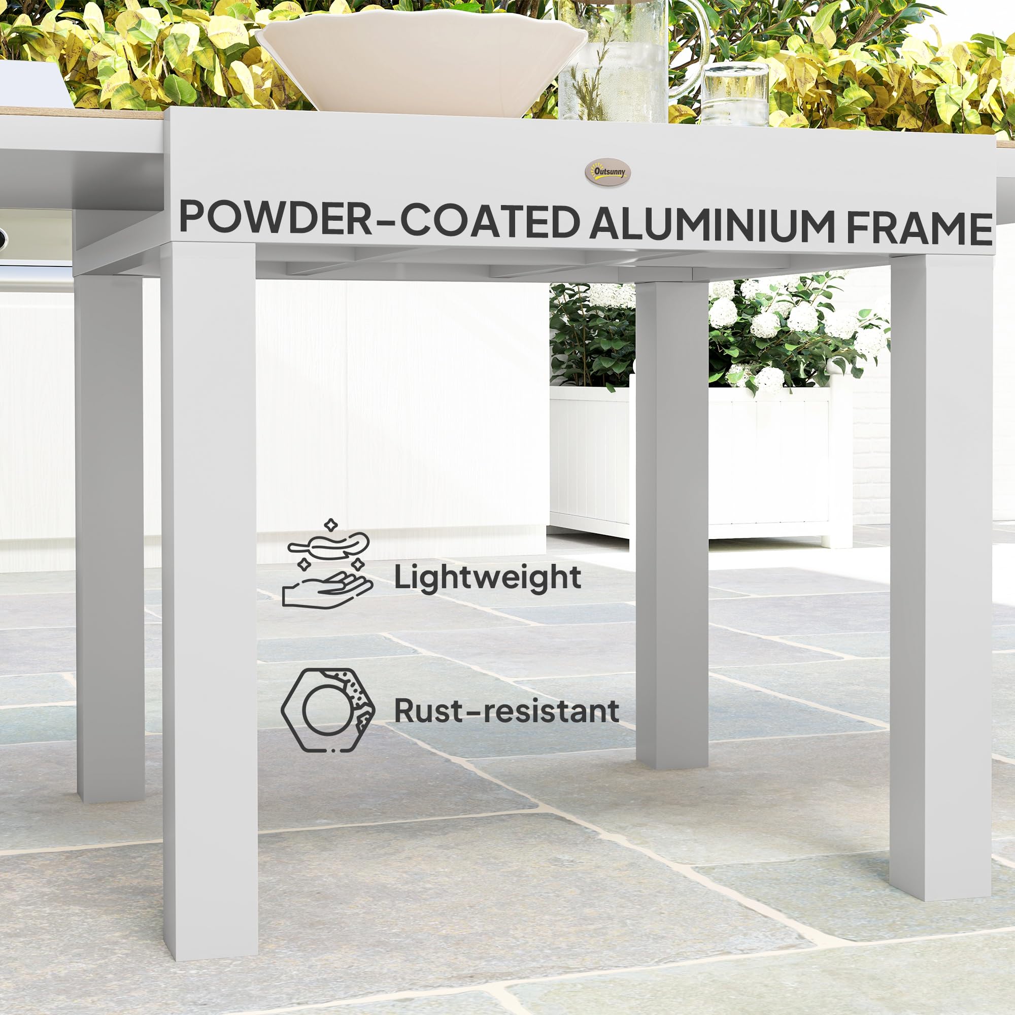 Outsunny Mesa de jardín Extensible 80/160 cm de Aluminio, Mesa de jardín Rectangular para 6 Personas, Inoxidable y Resistente a la Intemperie, para Patio, terraza, Gris