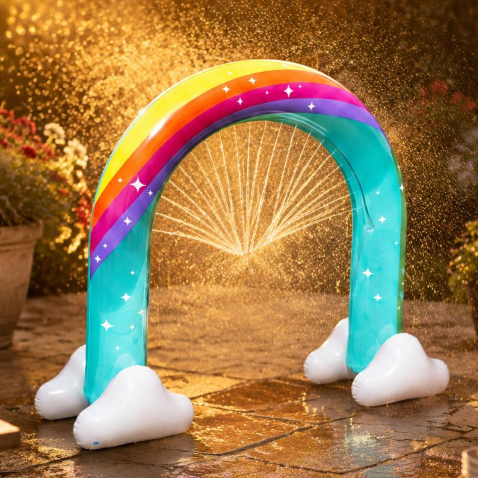 Aufblasbarer Regenbogen Sprinkler, Wasserspielzeug für Jungen und Mädchen | Aufblasbarer Spielbogen | großer Gartensprinkler | Sprühspielzeug | Sommer Wassersprinkler für Sommer, Rasen, Hof, Poolparty
