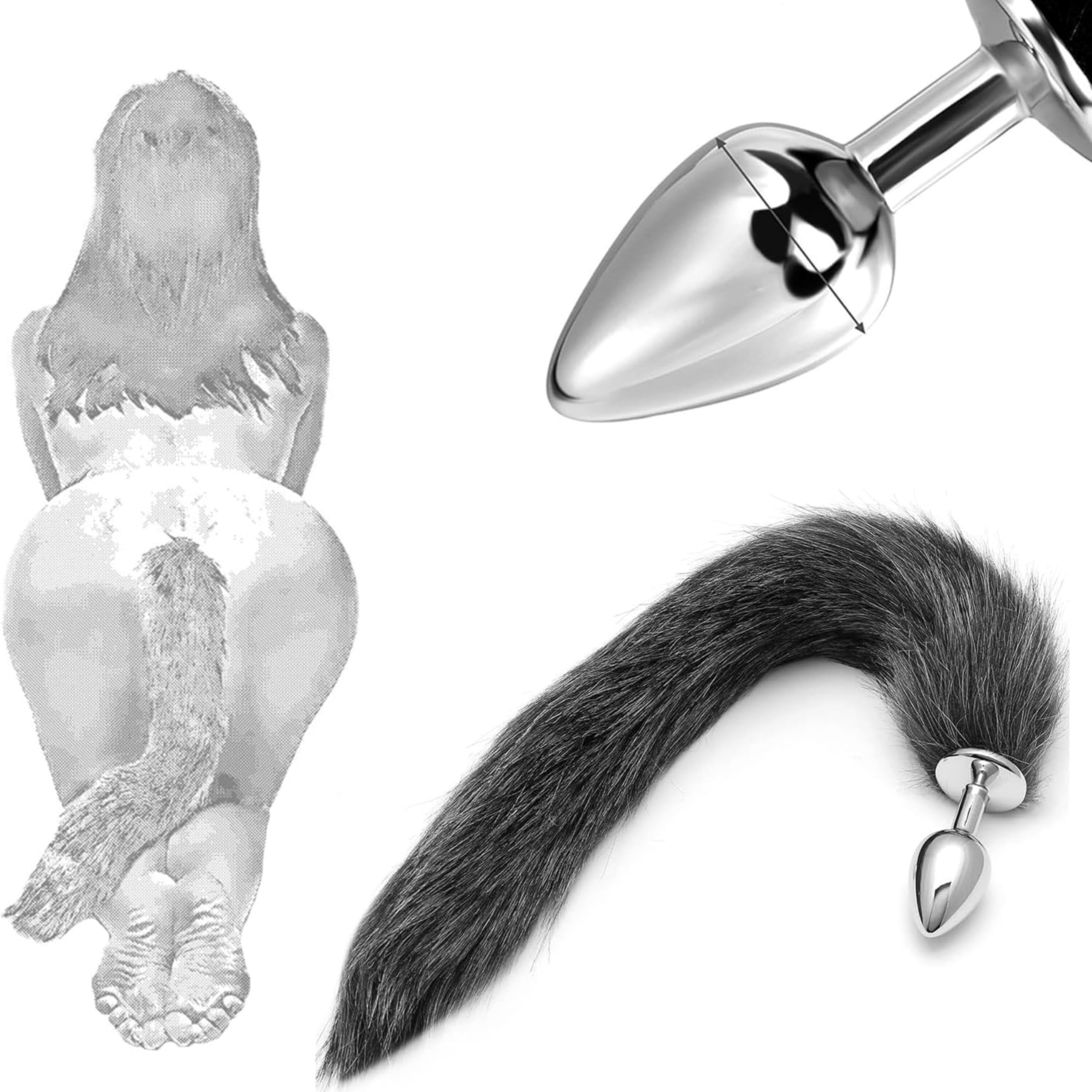 inoxidable Butt Plug Plug anal con cola de zorro Fox de Fetiche Tail para SM parte Disfraz Cosplay Party Tope Ano Sex juguete Punta Cónica
