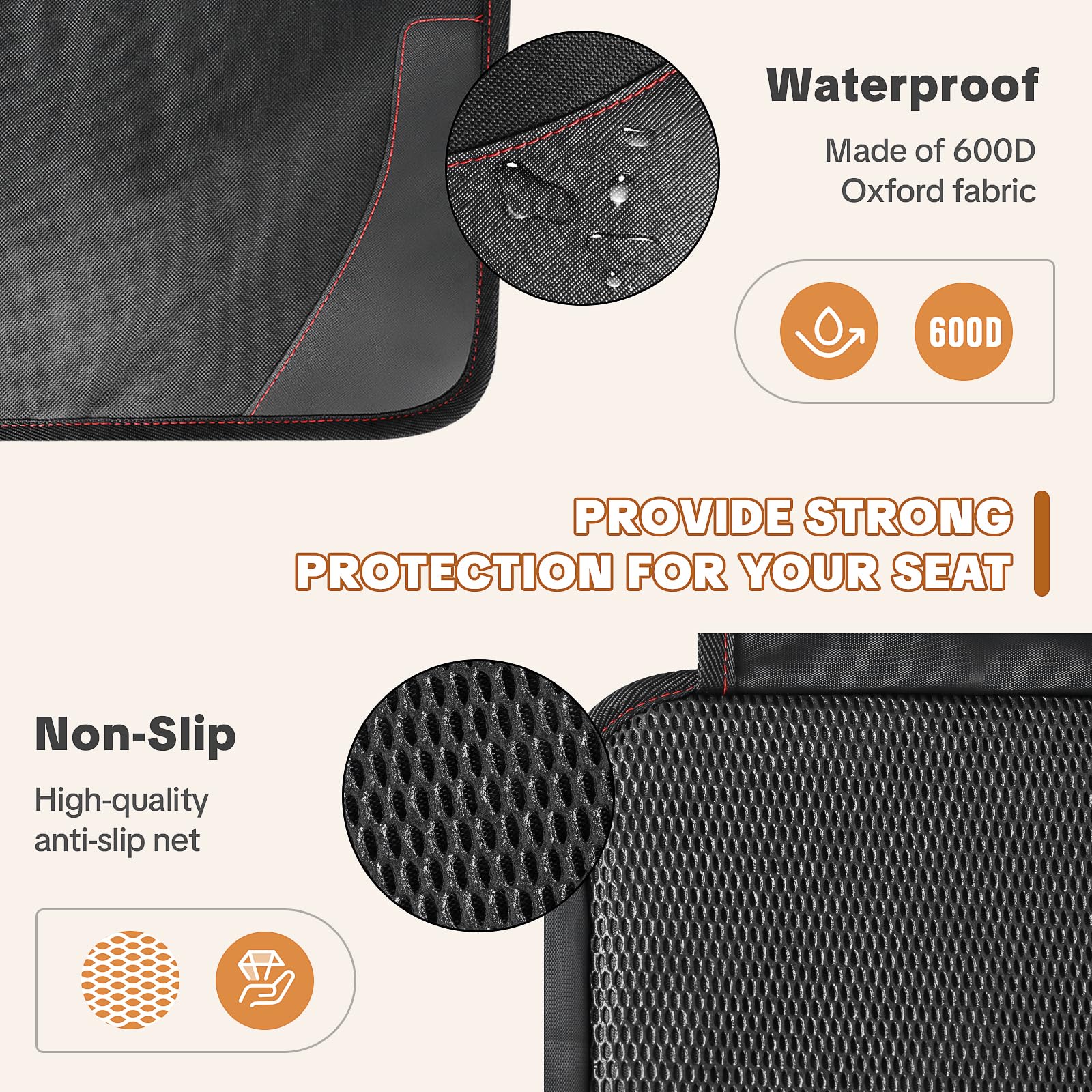 Visita la tienda de NWOUIIAY NWOUIIAY Protector de Asiento para Coche Impermeable Antideslizante con Bolsillos para los Asientos de Coche de Bebé Fácil de Limpiar y Arreglar Negro in use