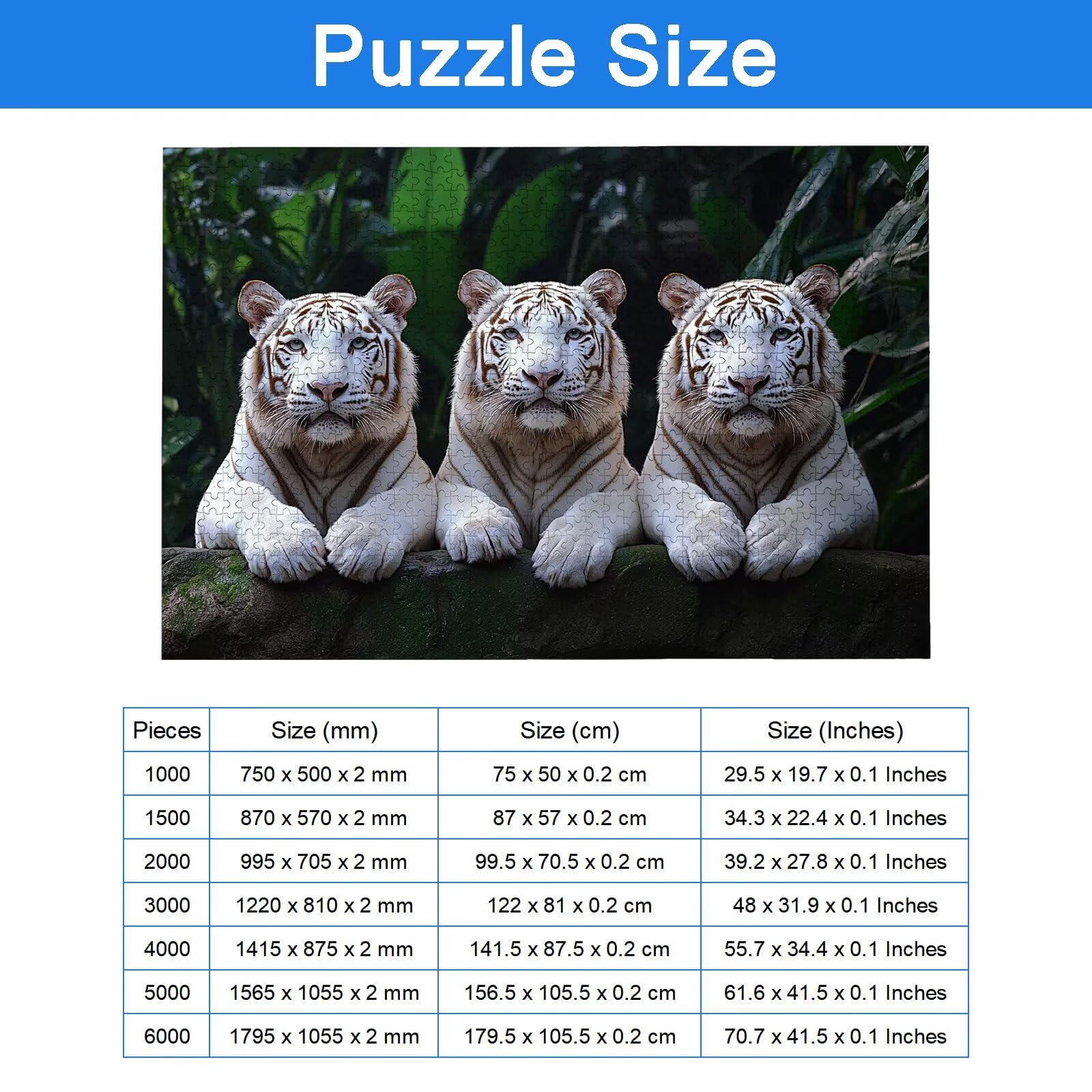 Puzzle 1000 Pezzi Tigre, Puzzle Animale 1000 Pezzi Arte per Adulti e Bambini, Misura: 75x50 cm, Puzzles Legno per Adulti con Squisita Scatola di Imballaggio, Idea Regalo Donna, Regalo Uomo, -9077