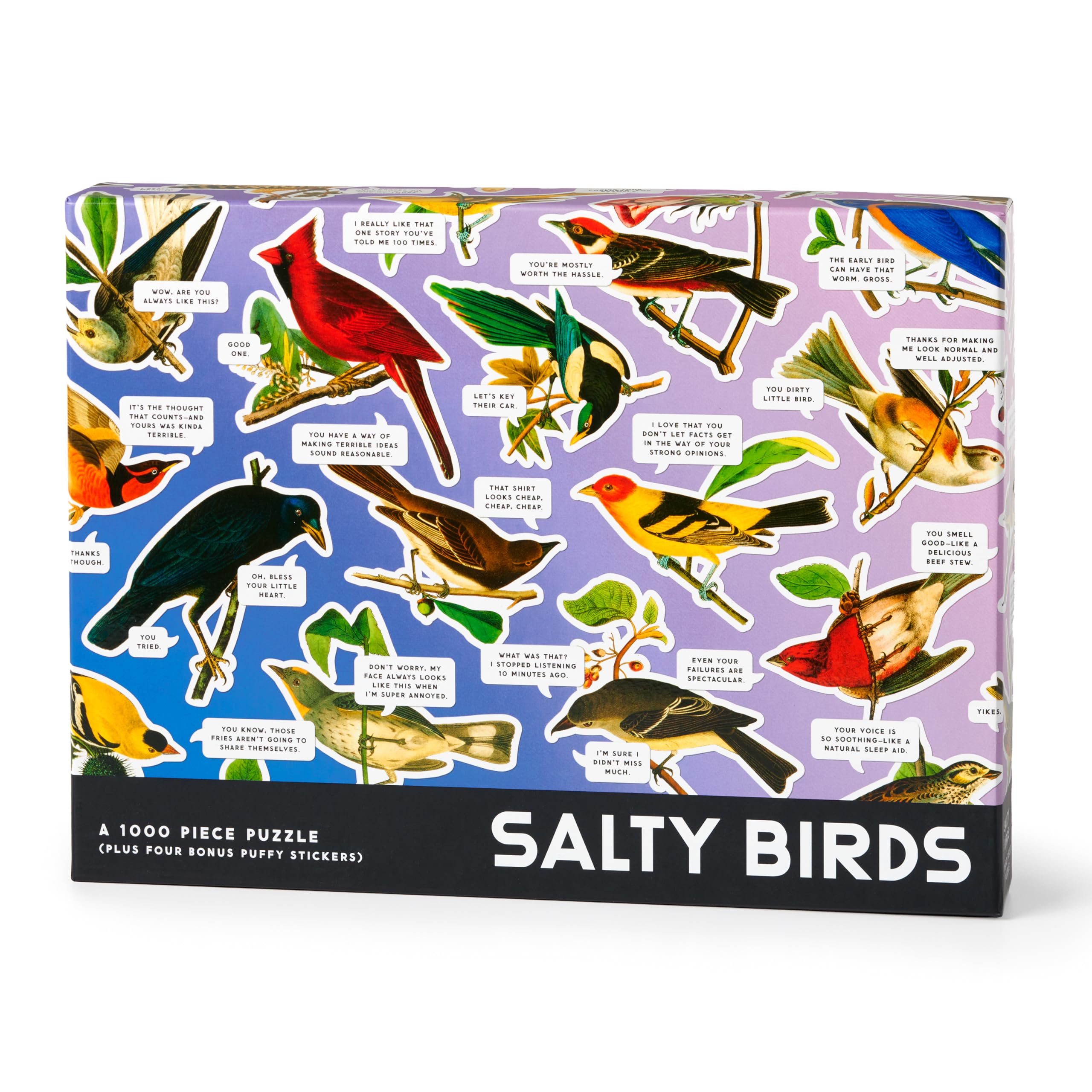 Brass Monkey Salty Birds – 1000 Piece Jigsaw Puzzle Featuring Vintage Inspired Illustration Of Bird Art With Funny Quotes