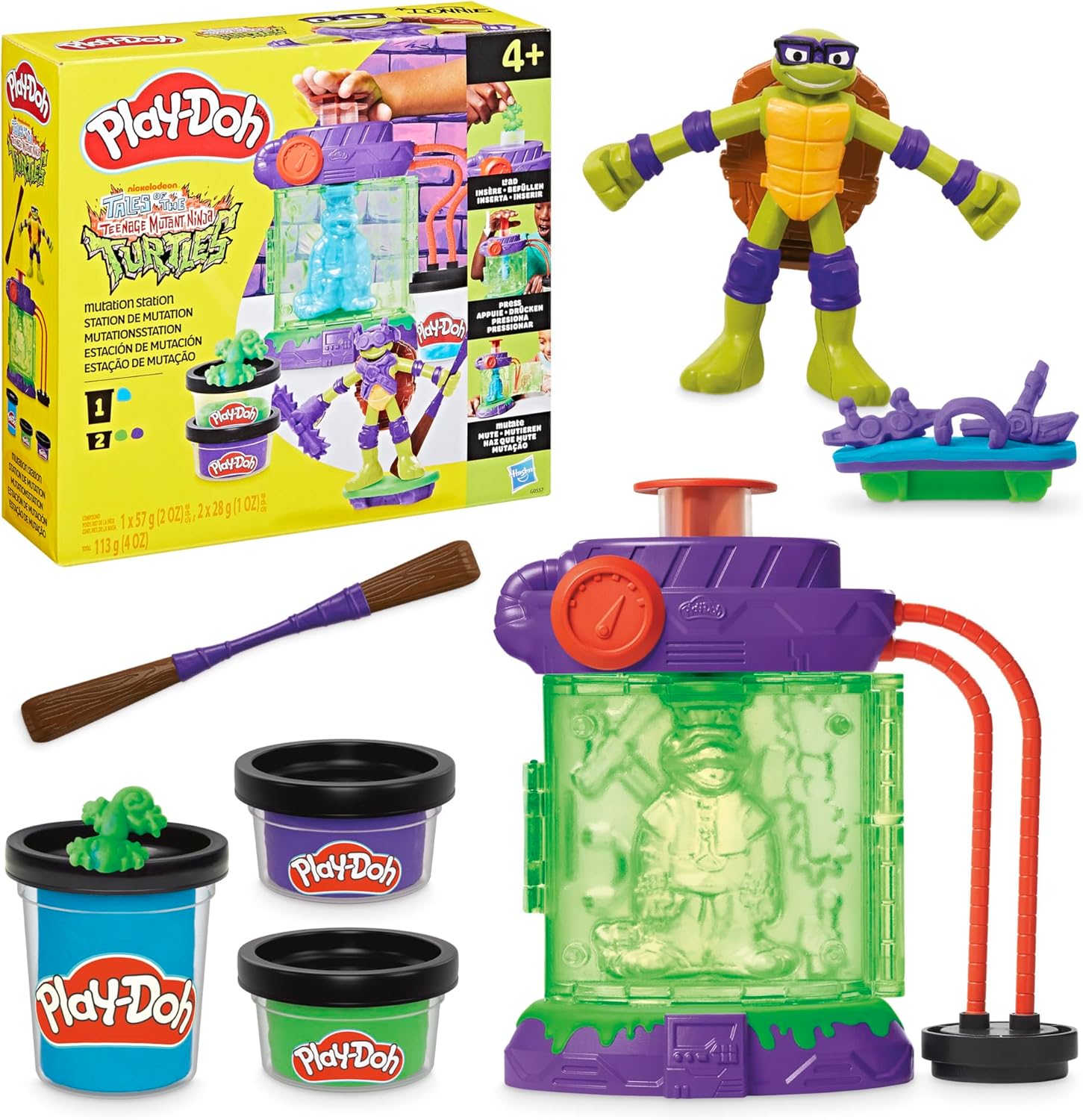 Play-Doh Teenage Mutant Ninja Turtles Mutation Station Playset, Bendy 4 Inch Donnie Action Figure, Kids Arts & Crafts, TMNT Toys for Boys & Girls 4+