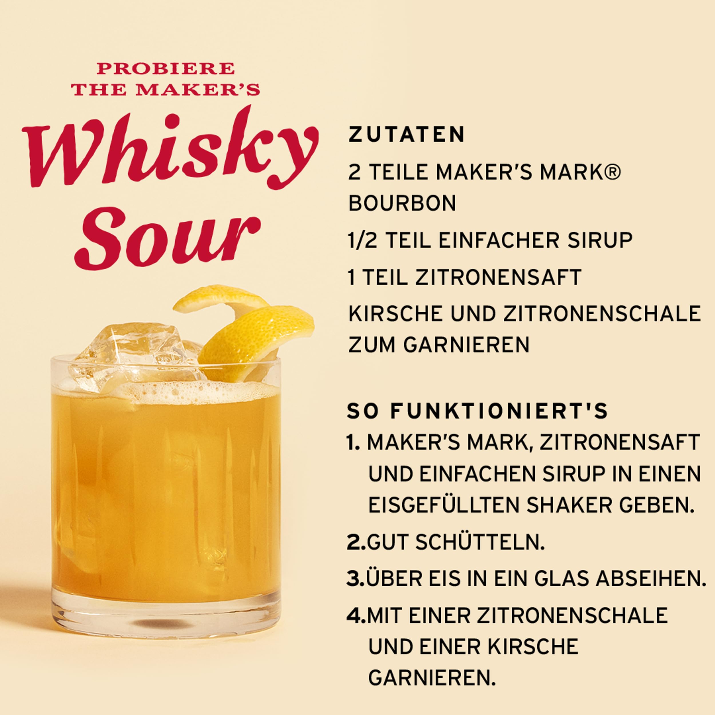 Maker's Mark | handgemachter Kentucky Straight Bourbon Whisky | weicher und vollmundiger Geschmack | 45% Vol | 700ml Einzelflasche
