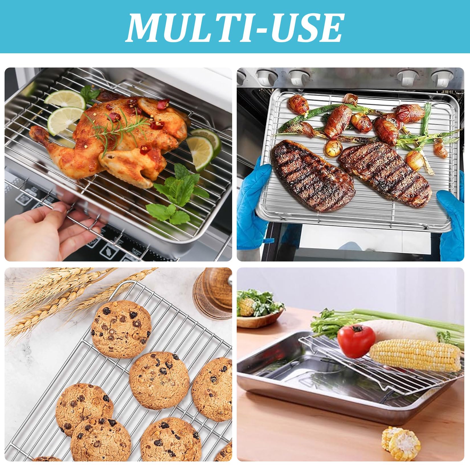 Hemoton Stainless Steel Mesh Cooling Rack - 27x11cm Baking, BBQ, Roasting & Drying Rack