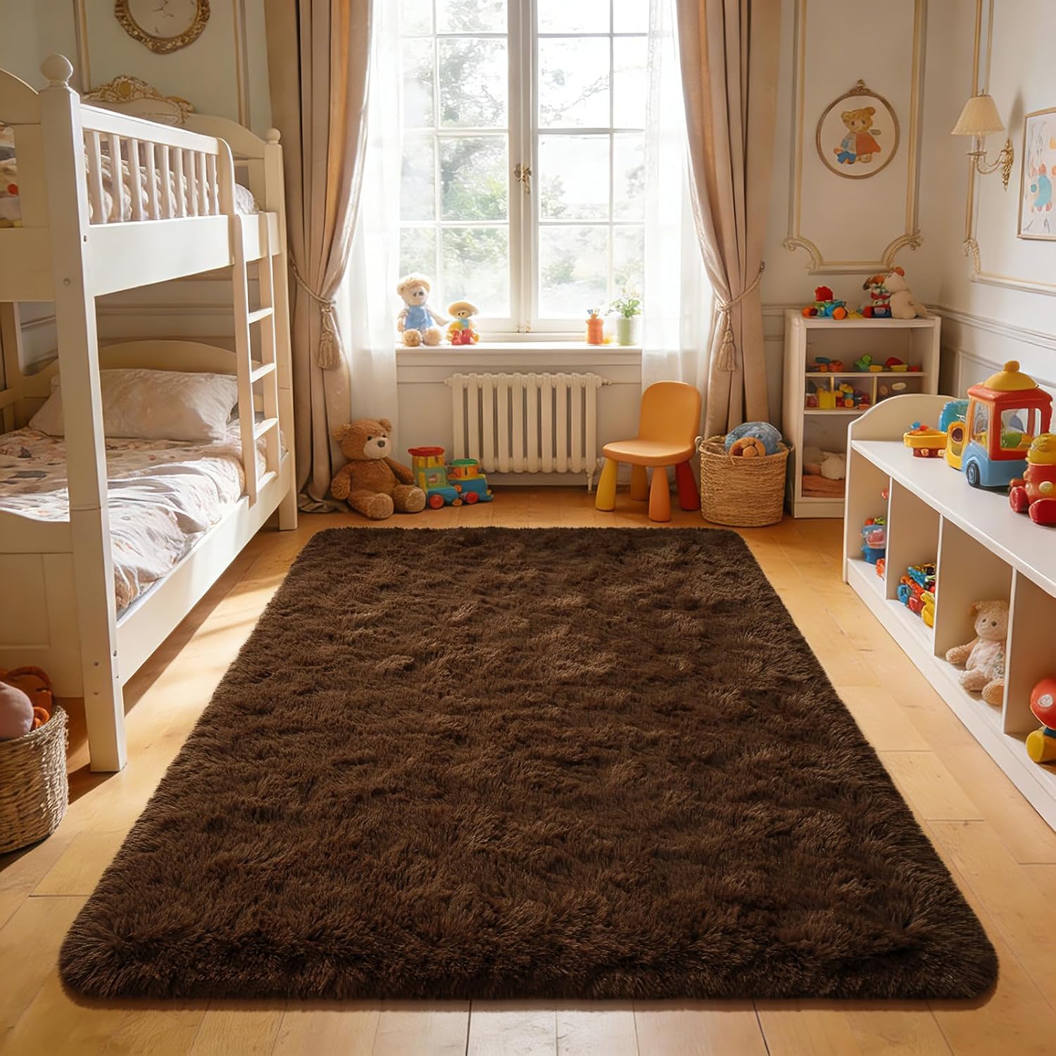 Przemy Dark Purple Area Rug for Living Room, 6x9 Feet Fluffy Shaggy Rugs for Bedroom, Super Soft Fuzzy Carpet Rug for Kids Girls Room Dorm Nursery Indoor Home Decor