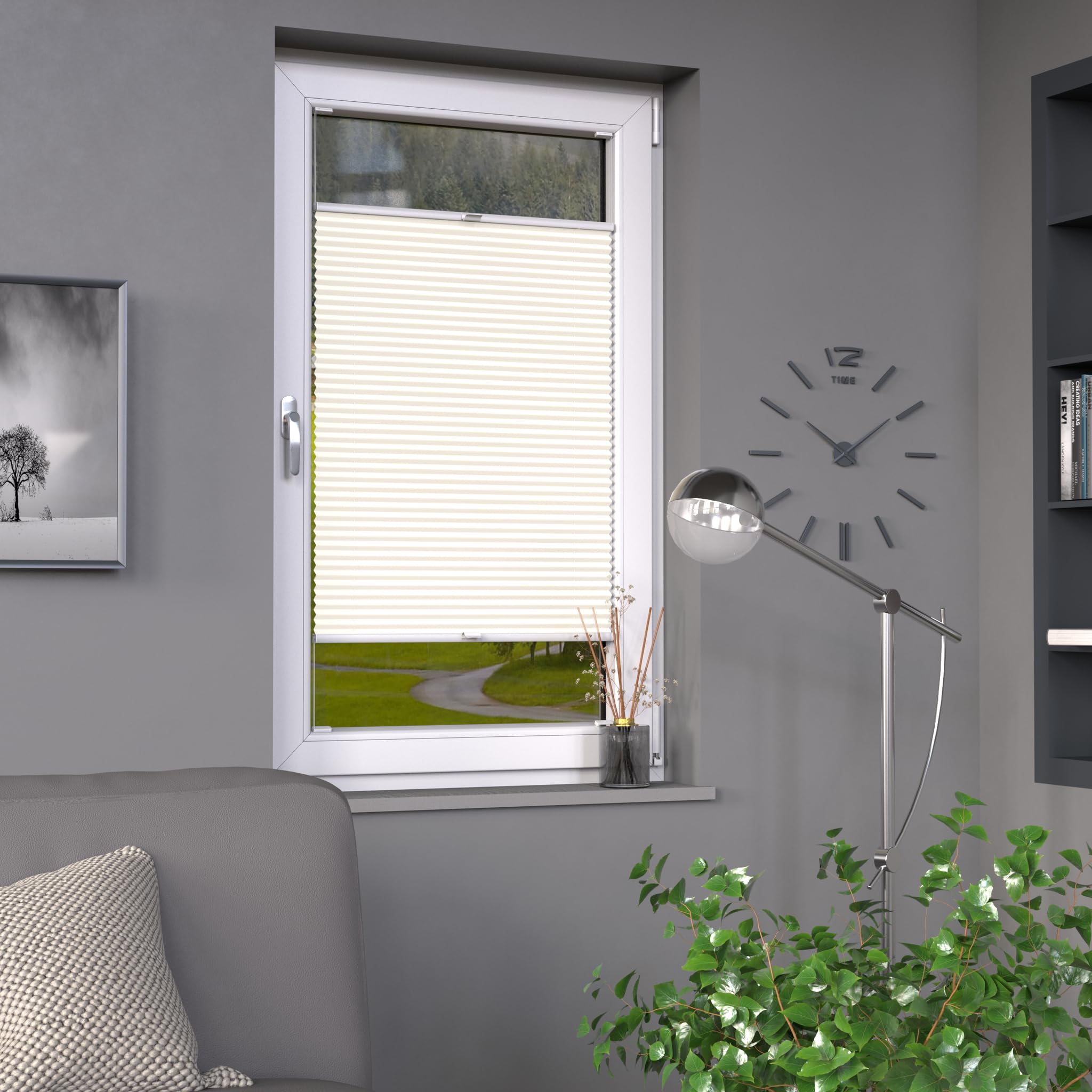 Deco-Raum Store plissé sur mesure Vanille pour fenêtre Plisseerollo volet roulant occultant pliable protection solaire translucide pour fenêtre et porte L: 71-80 cm, H: 201-250 cm