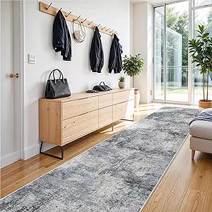 RUUGME Hallway Runner Rug 3x14 - Runner Rug Stain Resistant for Living Room Non Slip Indoor Entryway Rubber Backing Carpet Bedroom Kitchen Distressed Floor Decor Mat Machine Washable 3x14 Blue