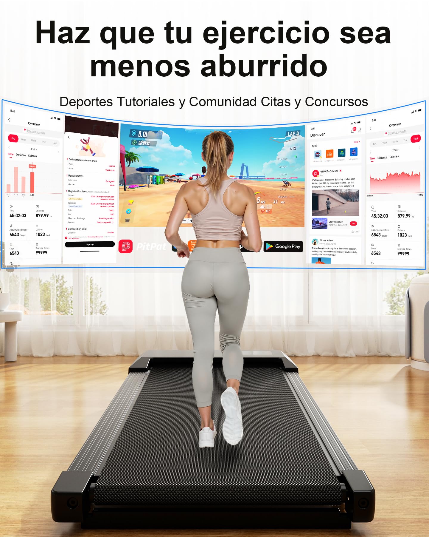 Copant Tapis de Marche, Tapis de Course avec LCD Écarn, 2.5 HP Walking Pad avec APP &Télécommande，Charge Max 136 kg, 1.5-6km/h pour Domicile ou Bureau