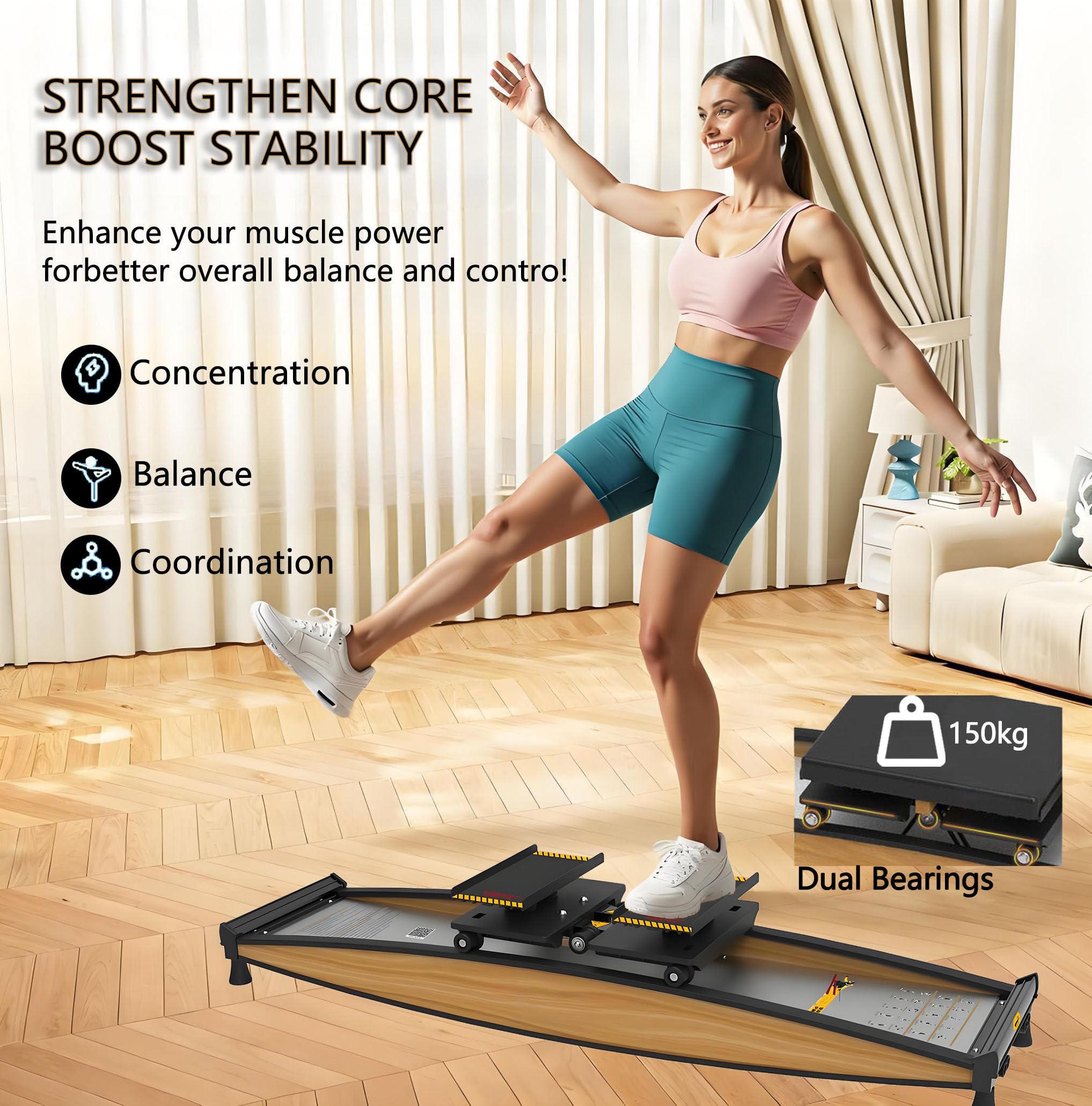 Simulador de Esquí para Hogar, Máquina de Ejercicio de Esquí, Equipo de Entrenamiento Cruzado 3D, Capacidad 150 kg, Entrenador de Equilibrio para Piernas Abdomen y Núcleo con Bastones Esquí