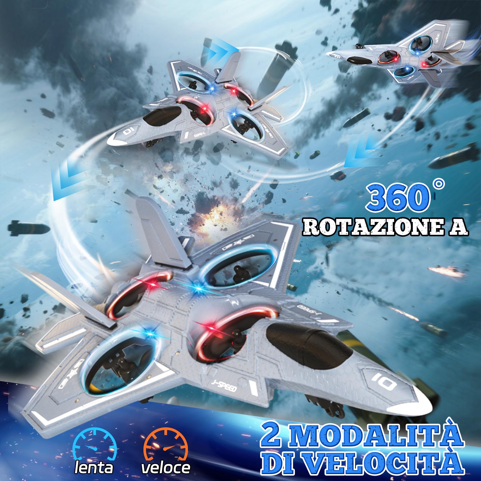 Charmofun Aereo Telecomandato, 2,4 GHz Aereos RC Aereo Radiocomandato-3 Batterie, Luci, 360° Rotazione, Altitudine Fissa, Modalità Senza Testa, Aereos Giocattolo Regalo per Bambini e Principianti