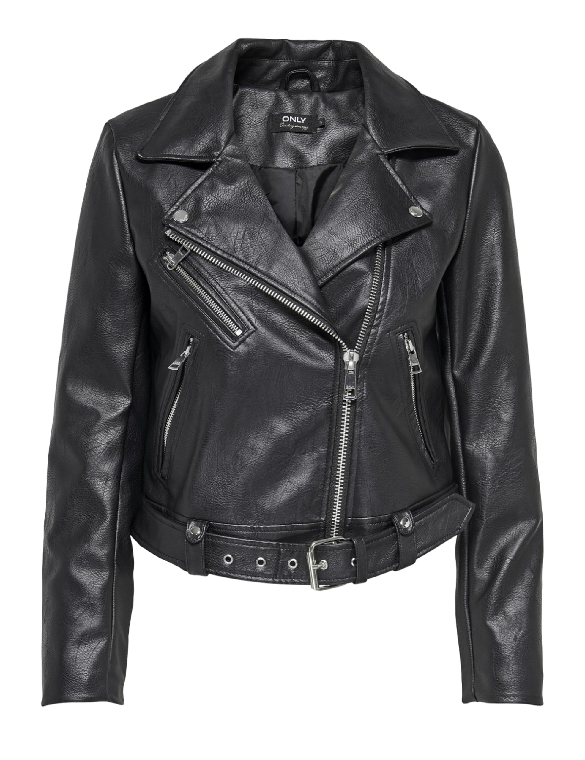 ONLY Women's Onlvera Faux Leather Biker CC OTW Jacket, Black, L