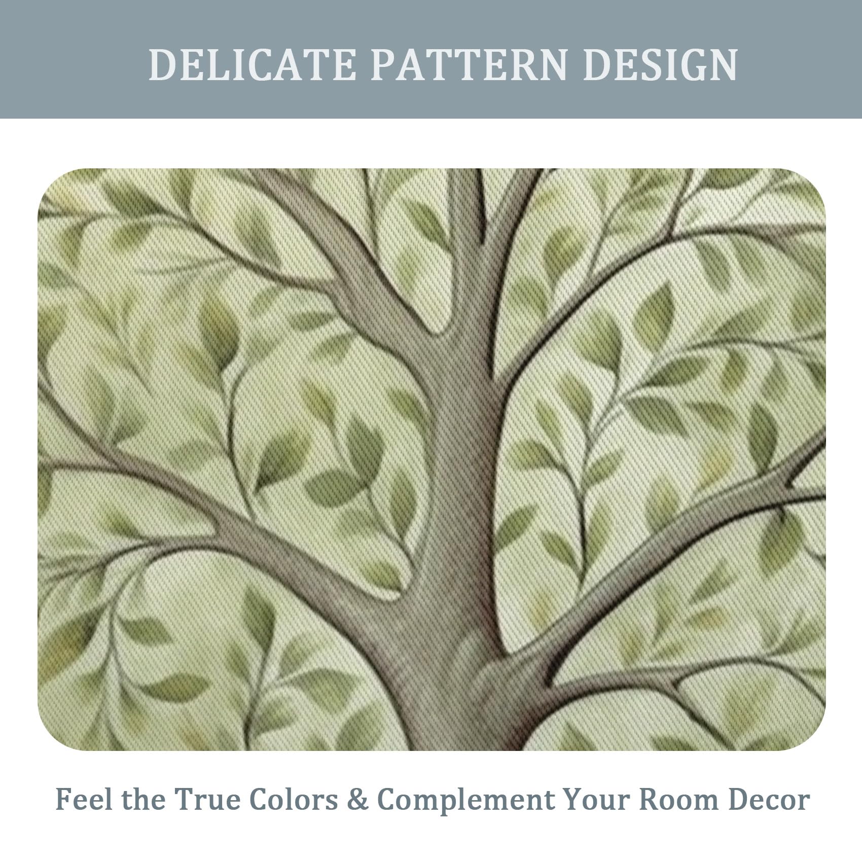 Vorhänge Baum des Lebens, Verdunkelungsvorhang 2er Set - Vorhang Blickdicht Grünes Blatt Muster, Thermovorhang für Deko Wohnzimmer Schlafzimmer Kinderzimmer, Gardinen mit Ösen 220x140 cm (H X B)
